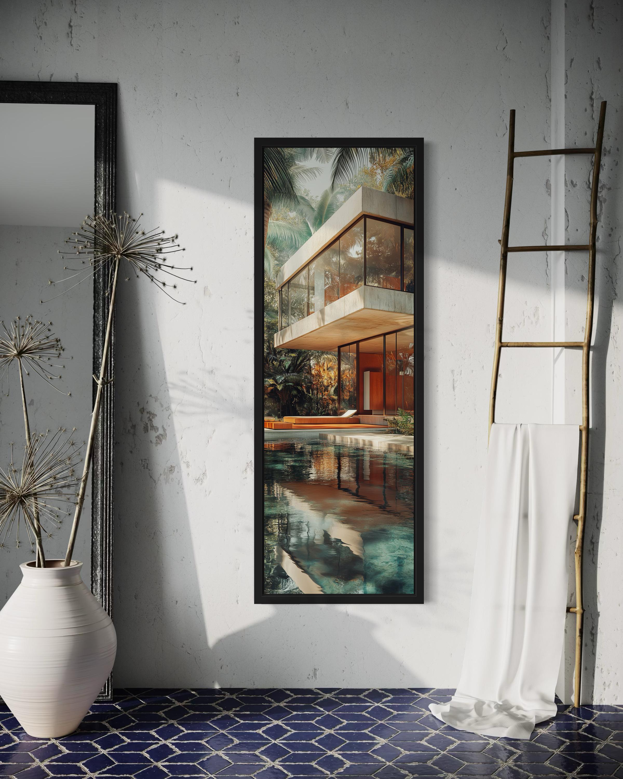 Tall VerticalMid-Century Modern  Architecture Canvas Wall Art