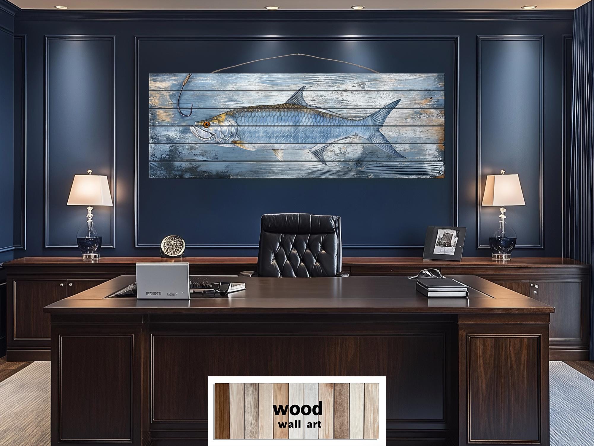 Tarpon Real Wood Wall Art – Long Horizontal Coastal Fishing Sign