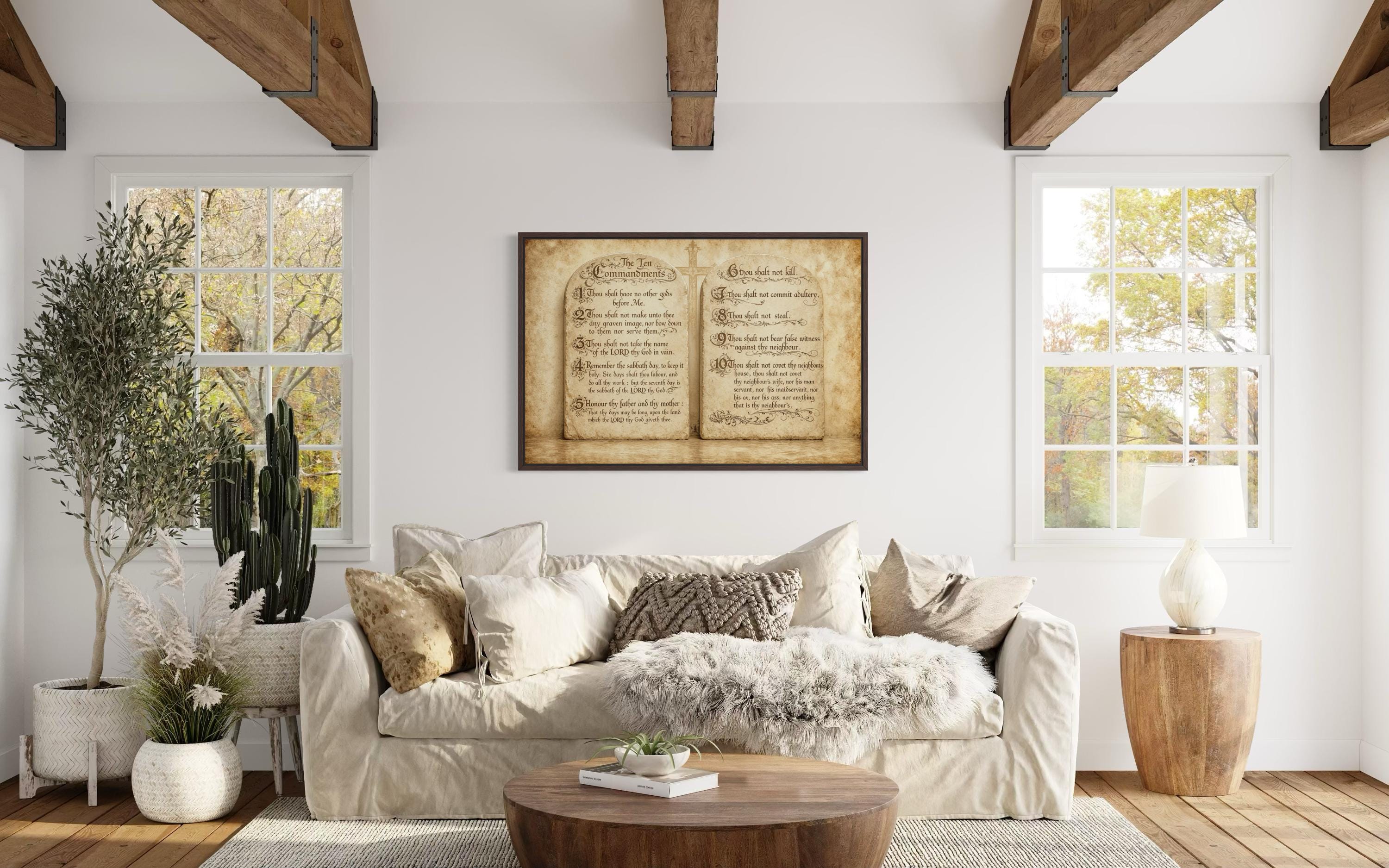 Ten Commandments Christian Scripture Canvas Wall Art