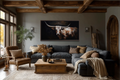 Texas Longhorn Wall Art - Extra Large Framed Canvas for Rustic Farmhouse Decor