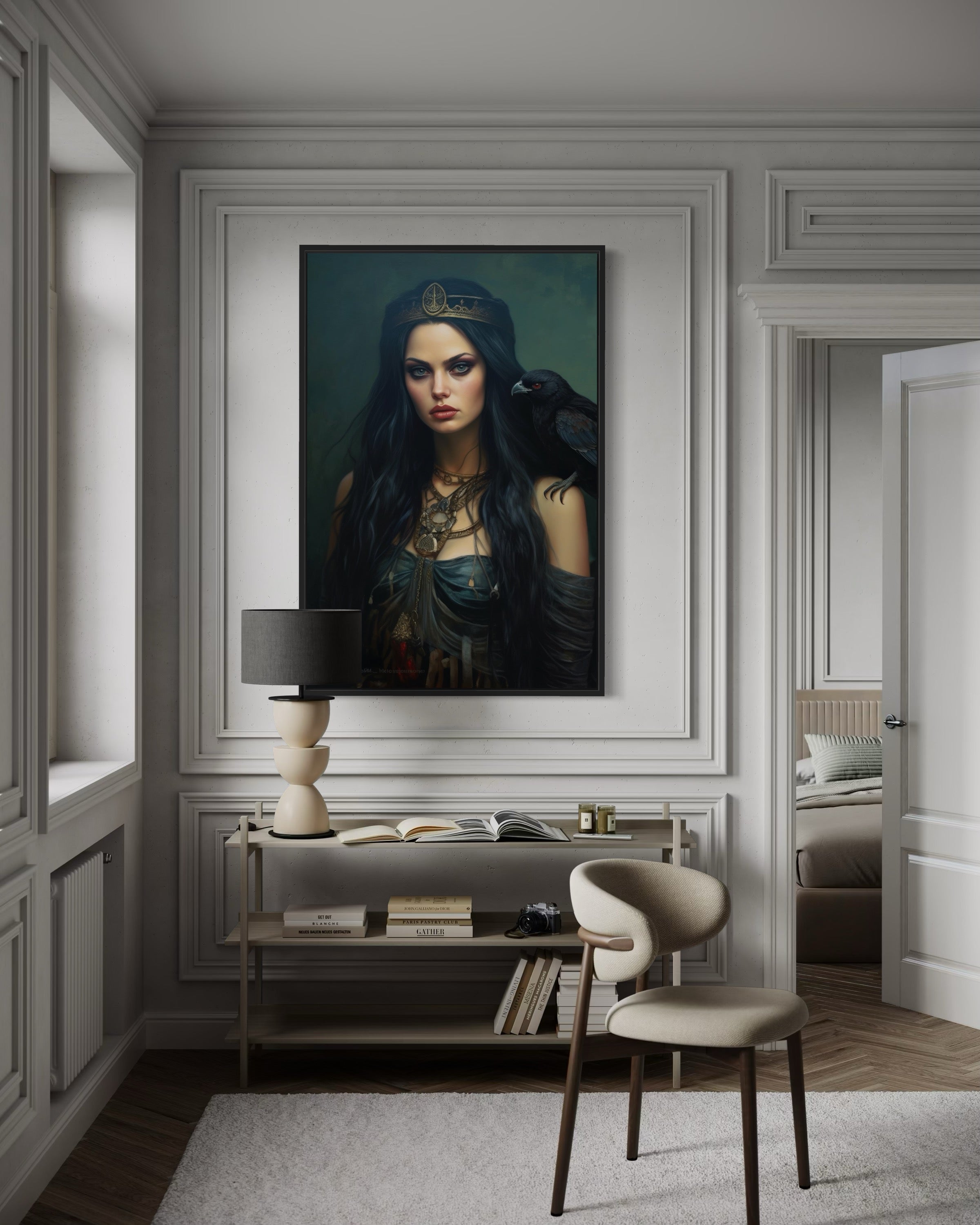 The Morrigan Warrior-Queen Celtic Goddess Framed Canvas Wall Art