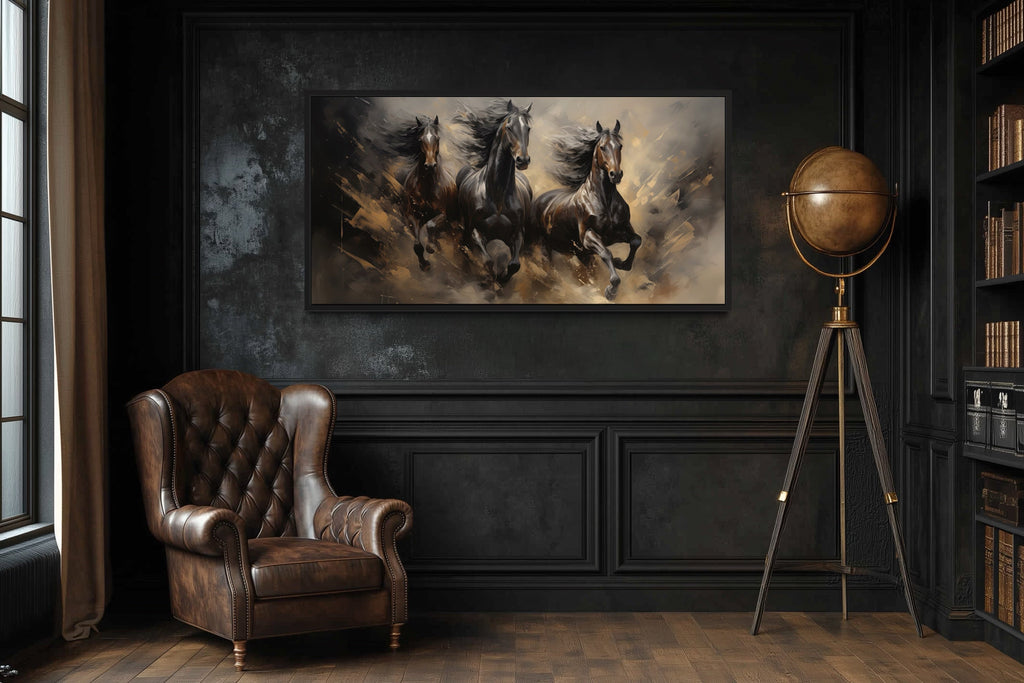Three Horses Running Extra Large Canvas Wall Art