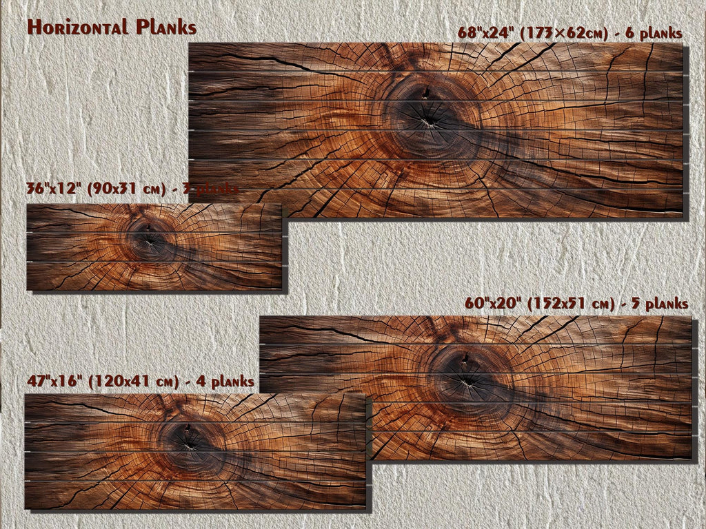 Tree Rings Long Horizontal Brown Real Wood Wall Art