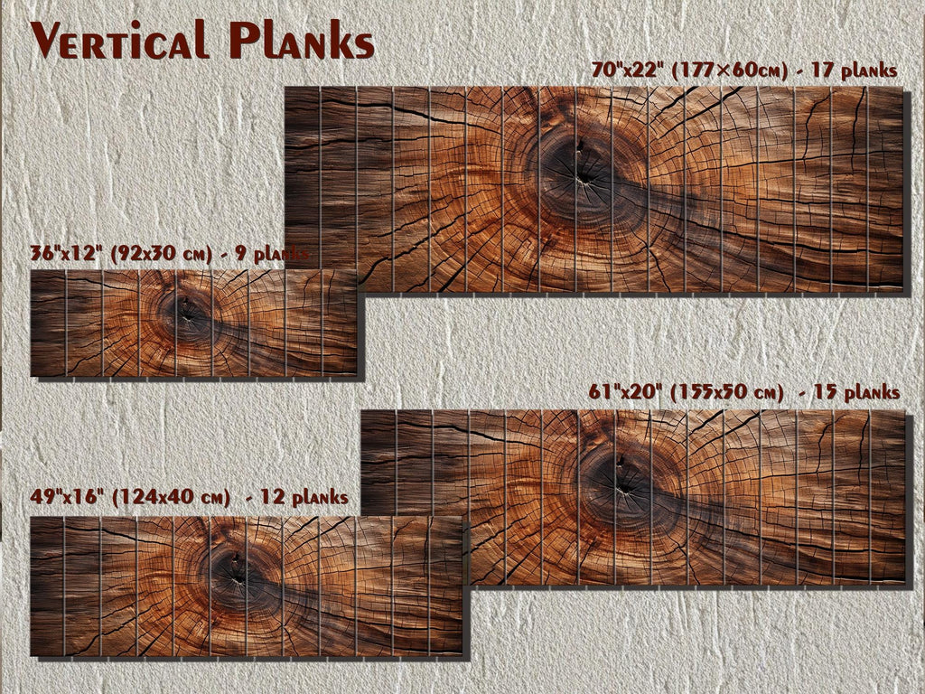 Tree Rings Long Horizontal Brown Real Wood Wall Art