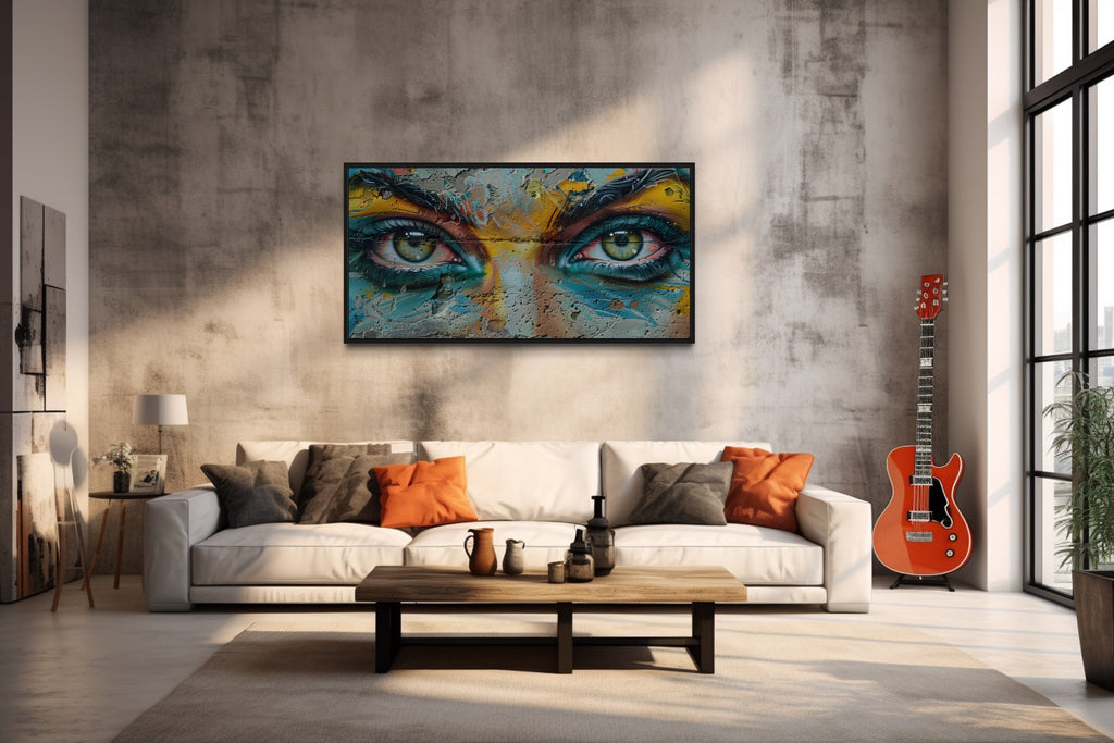 Trippy Eyes Graffiti  Painting Framed Large Canvas Wall Decor