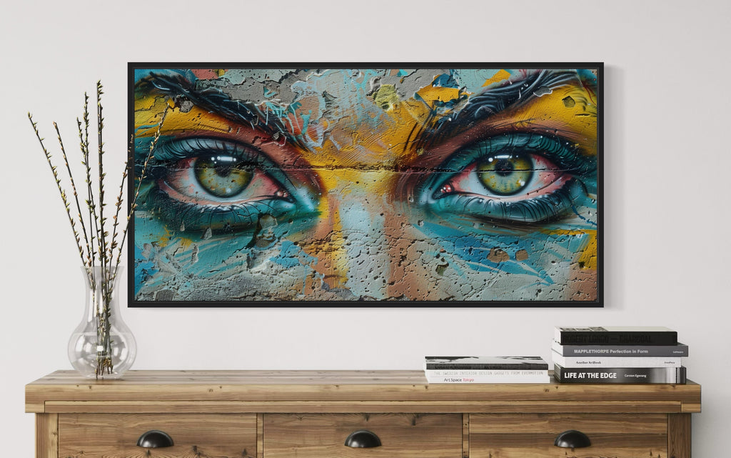 Trippy Eyes Graffiti  Painting Framed Large Canvas Wall Decor