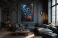Two Astronauts Couple In Space Graffiti Romantic Framed Canvas Wall Art