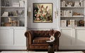Two Bunnies And Flowers Vintage Painting Canvas Wall Art