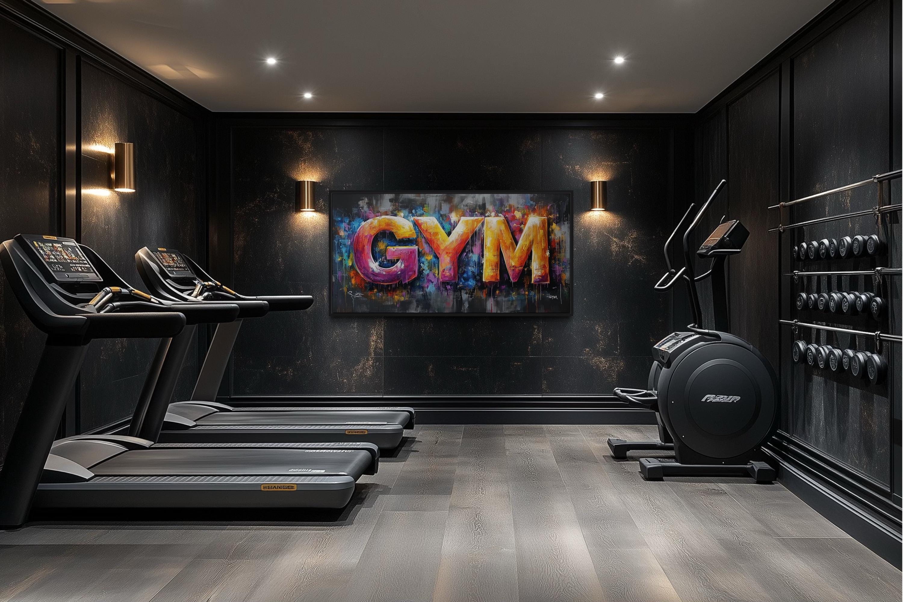 Typography Graffiti Painting Of the Word Gym Motivational Gym Wall Art