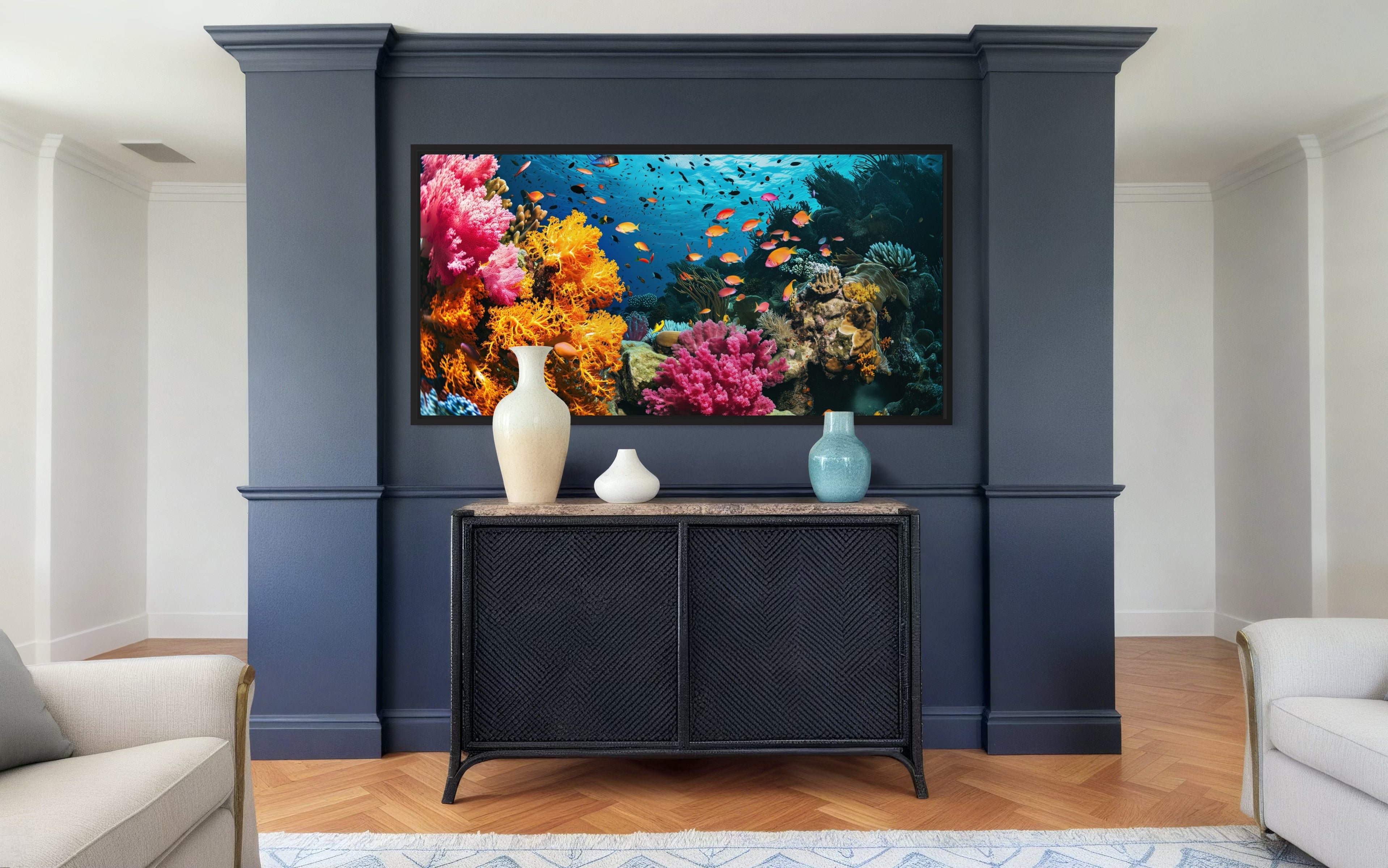 Underwater Coral Reef And Fish Photography Style Wall Art