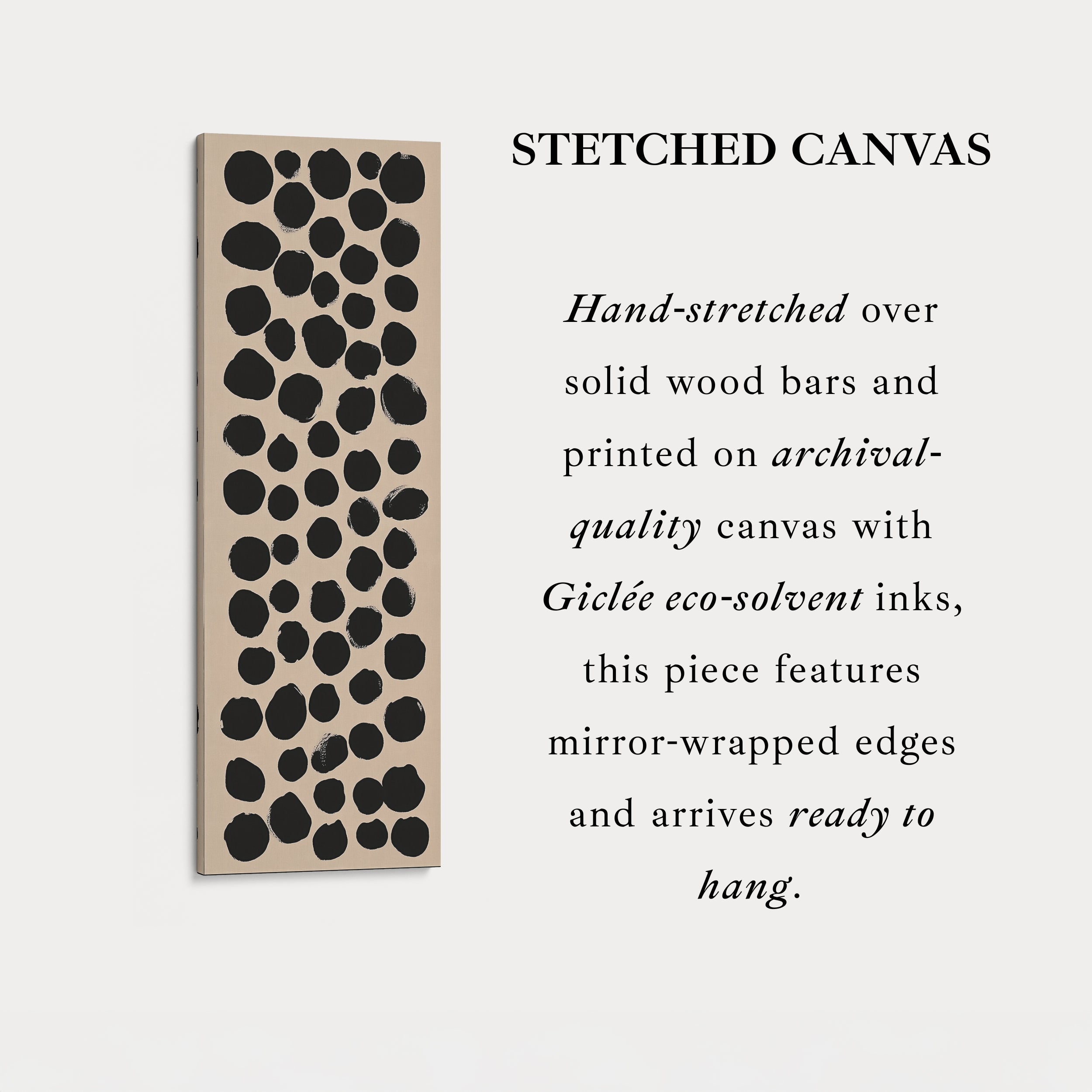 Minimalist Black Dots Large Canvas Wall Art Vertical Wall Decor