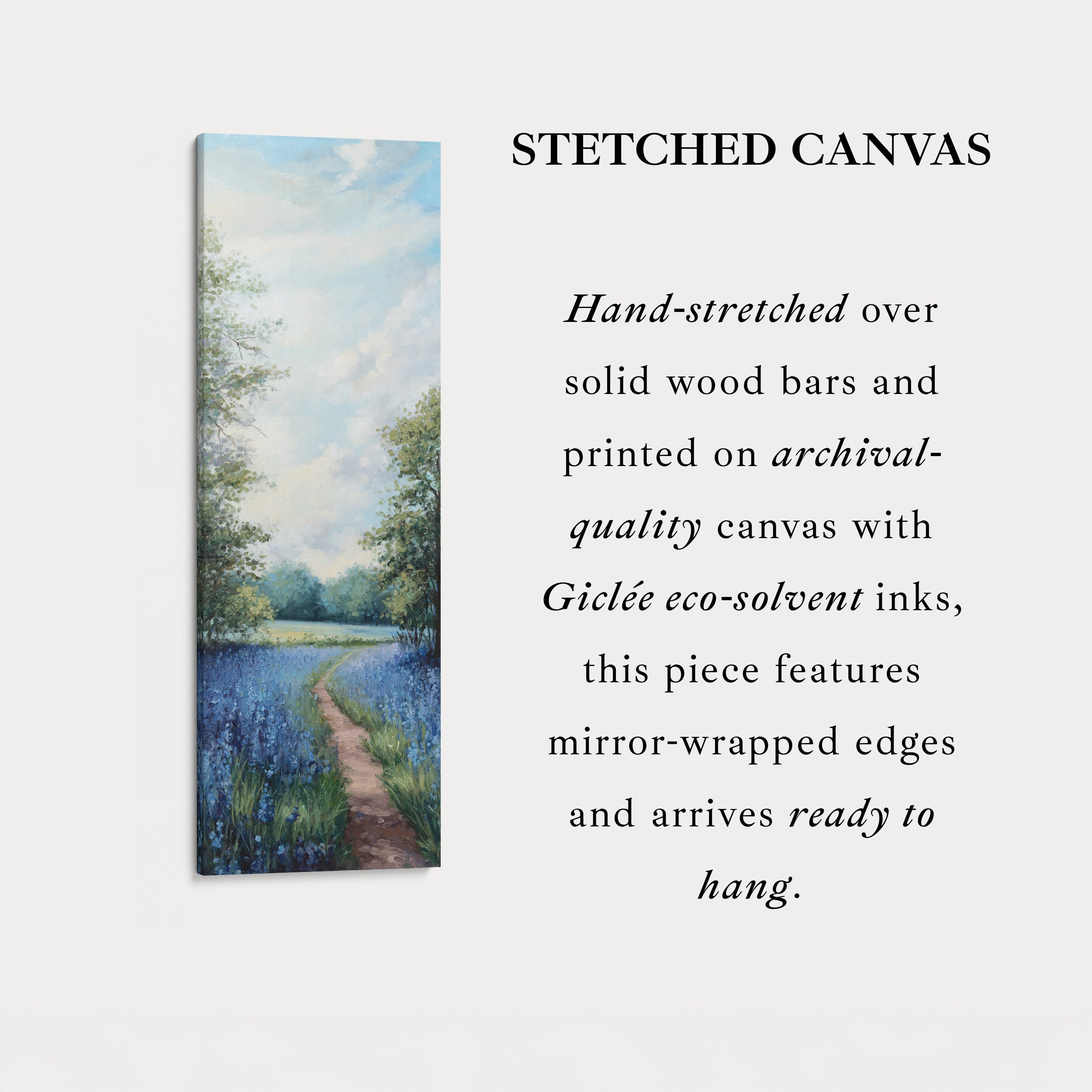 Bluebell Large Painting Vertical Long Wall Art Large Canvas Decor