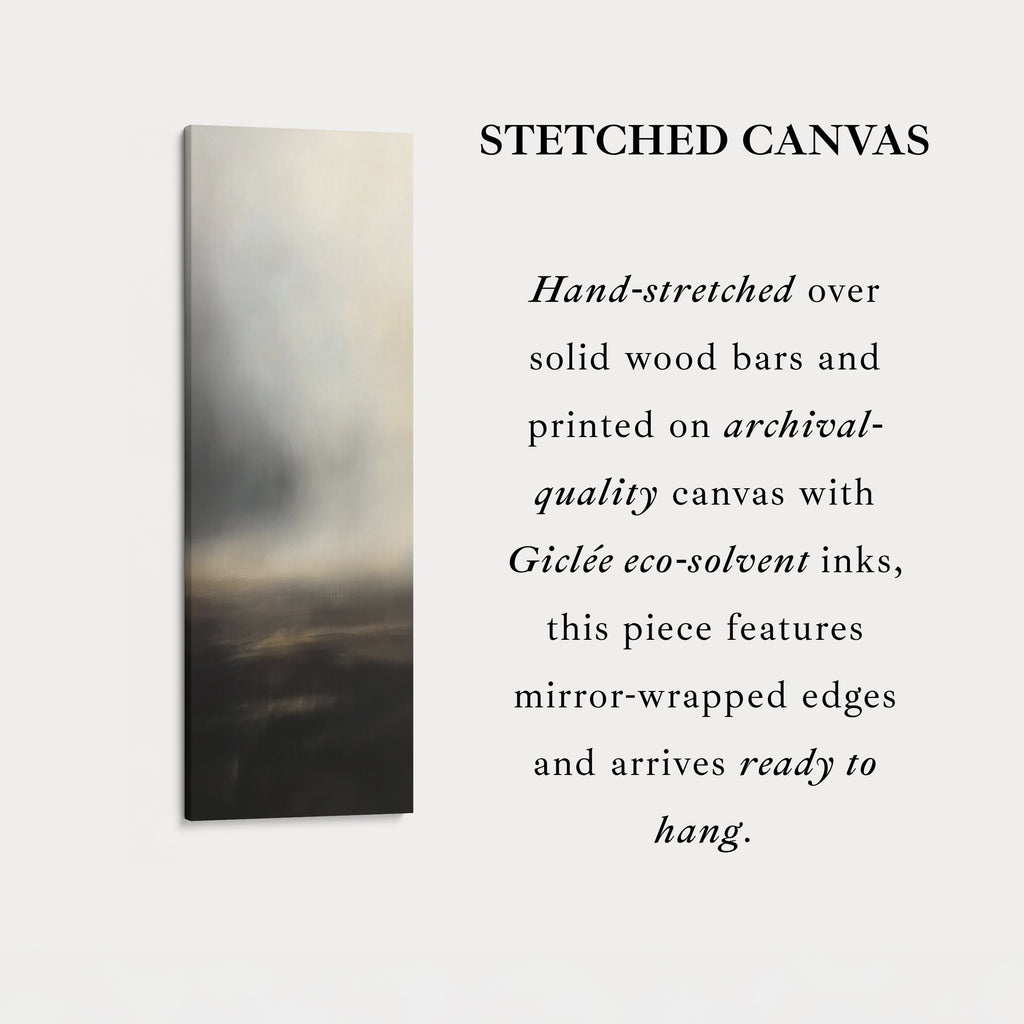 Grey Cloud Long Vertical Skinny Large Framed Canvas Decor
