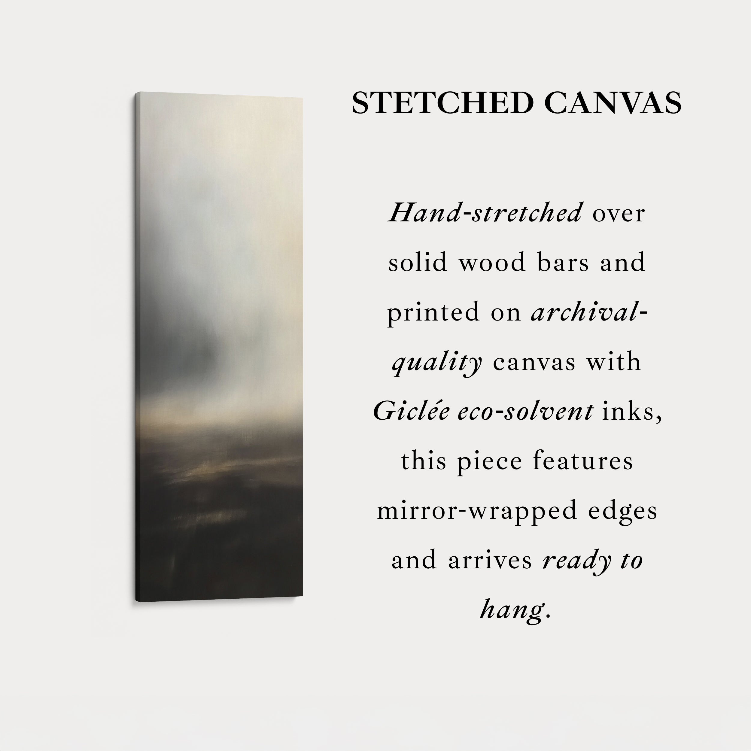 Grey Cloud Long Vertical Skinny Large Framed Canvas Decor