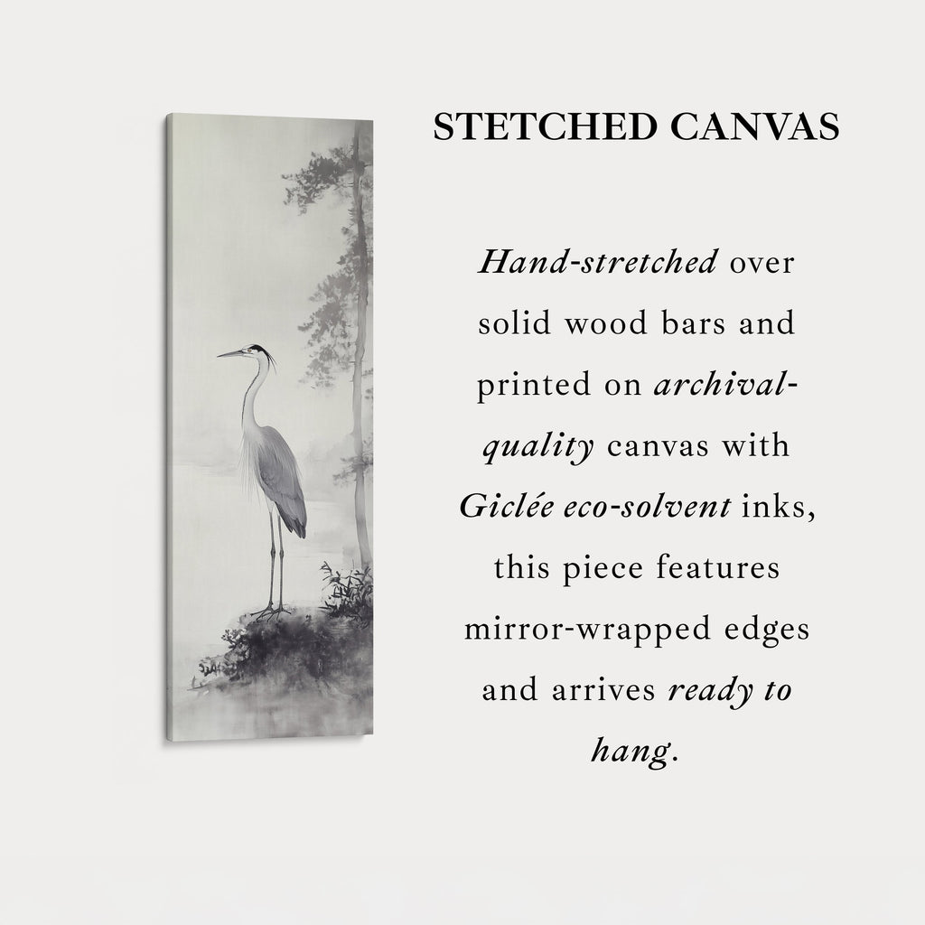 Vintage Heron Narrow Tall Wall Art Large Framed Picture