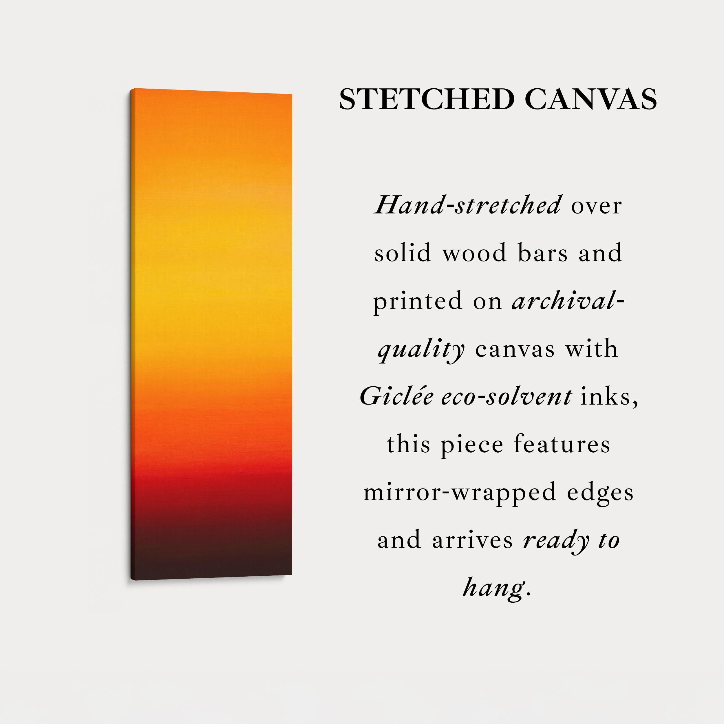 Minimalist Orange Living Room Decor Vertical Wall Art - Tall Long Narrow Vertical