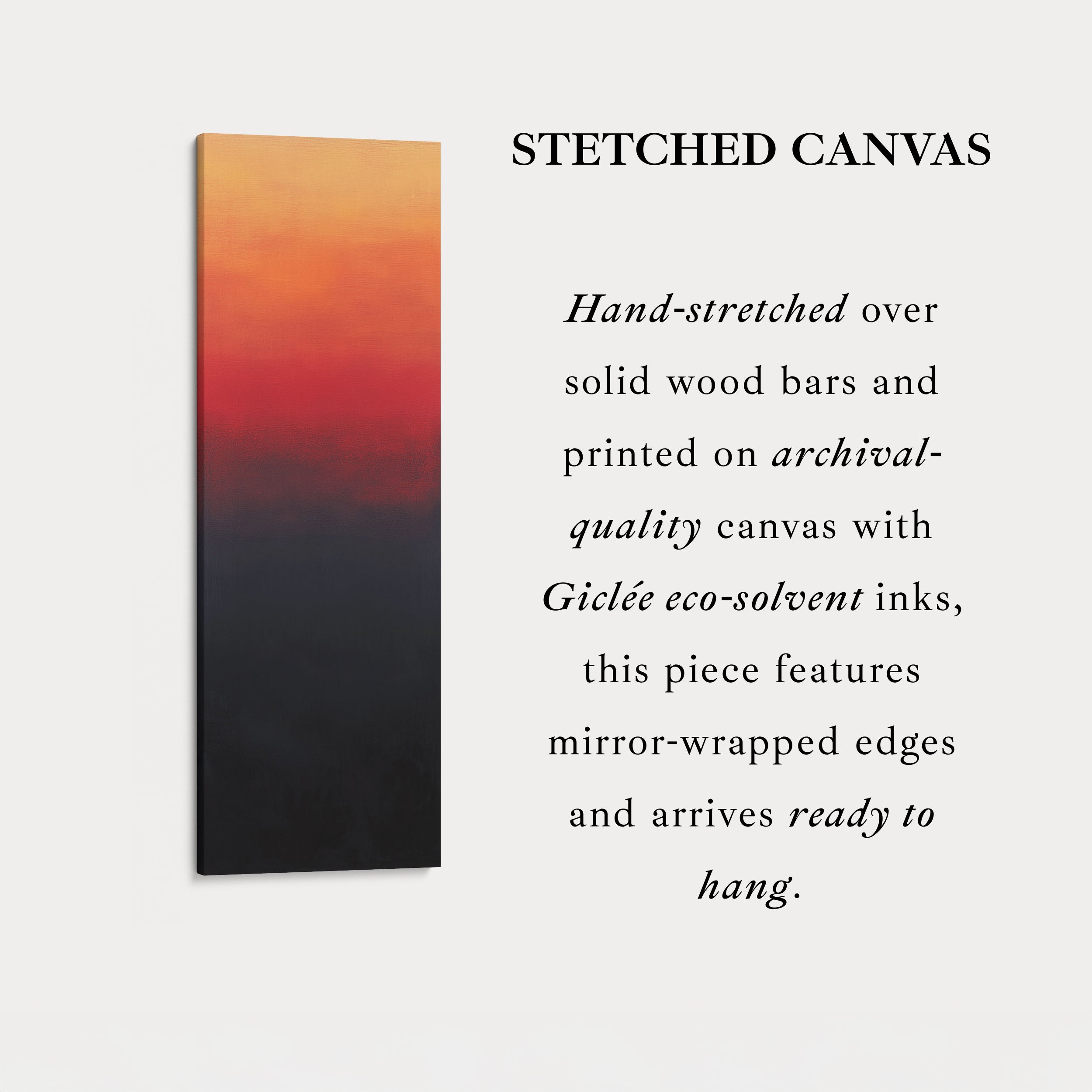 Abstract Red & Black Living Room Decor Vertical Wall Art - Tall Long Narrow Vertical