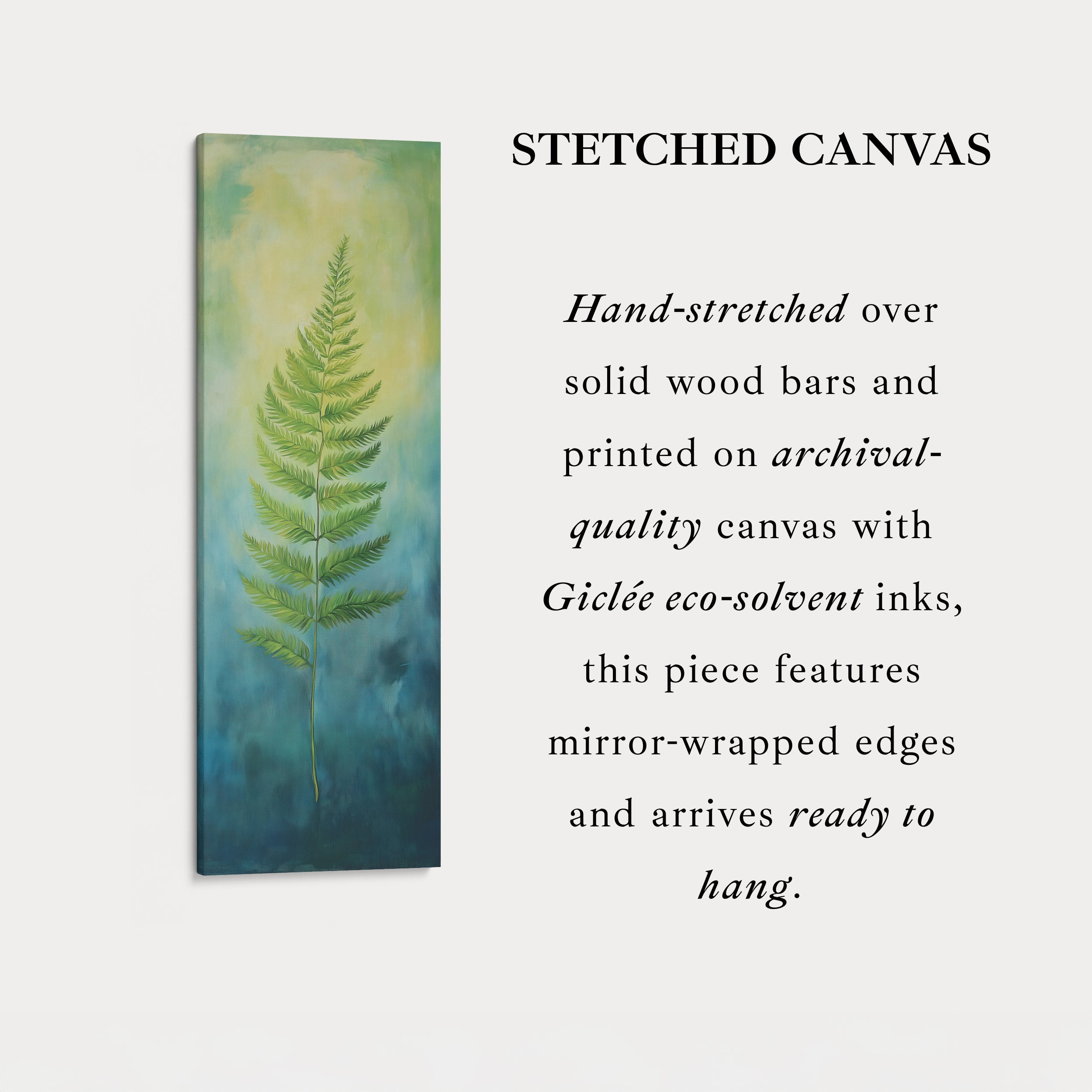 Fern Long Narrow Framed Canvas Wall Art For Living Room