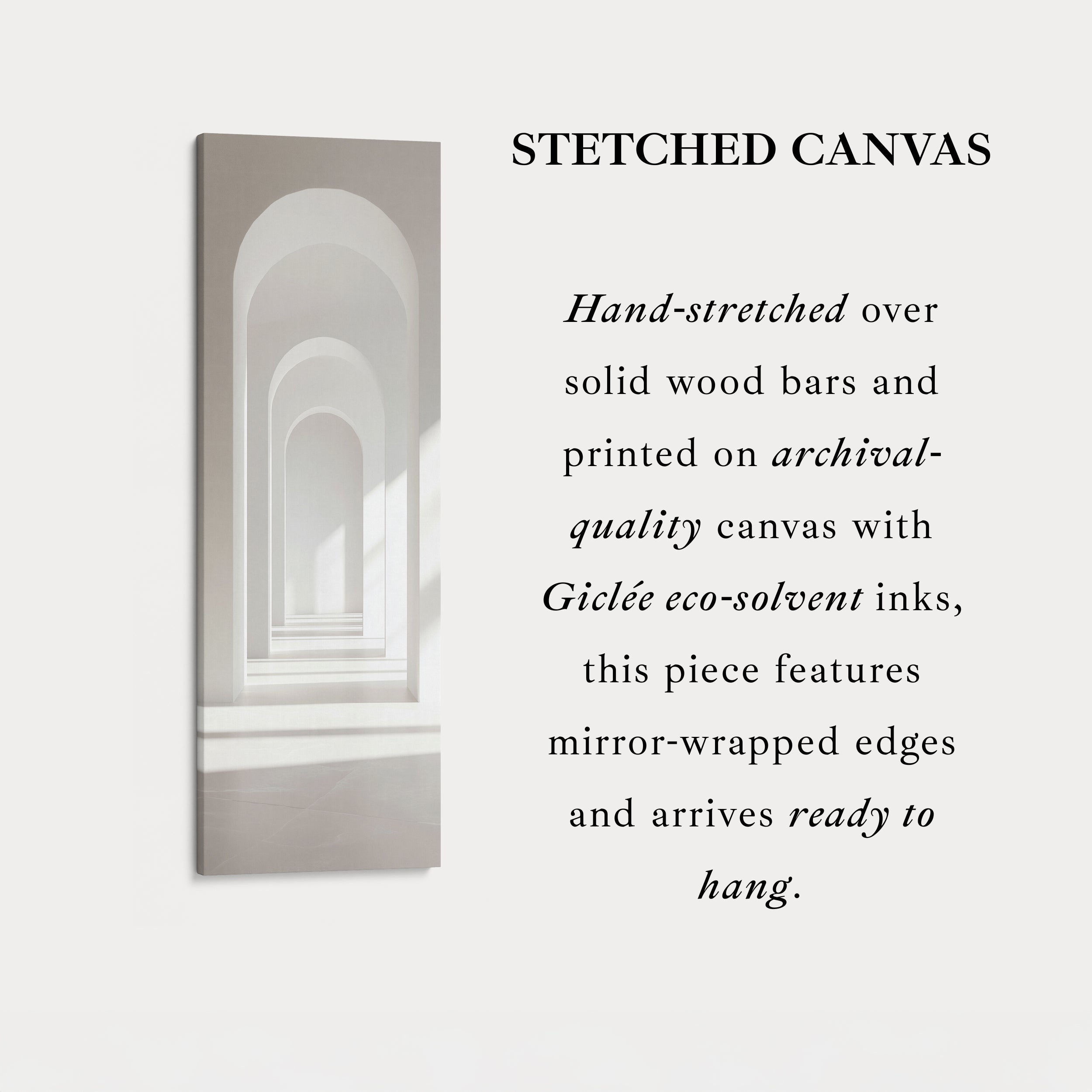 Minimalist White Arch Tall Vertical Framed Canvas Decor