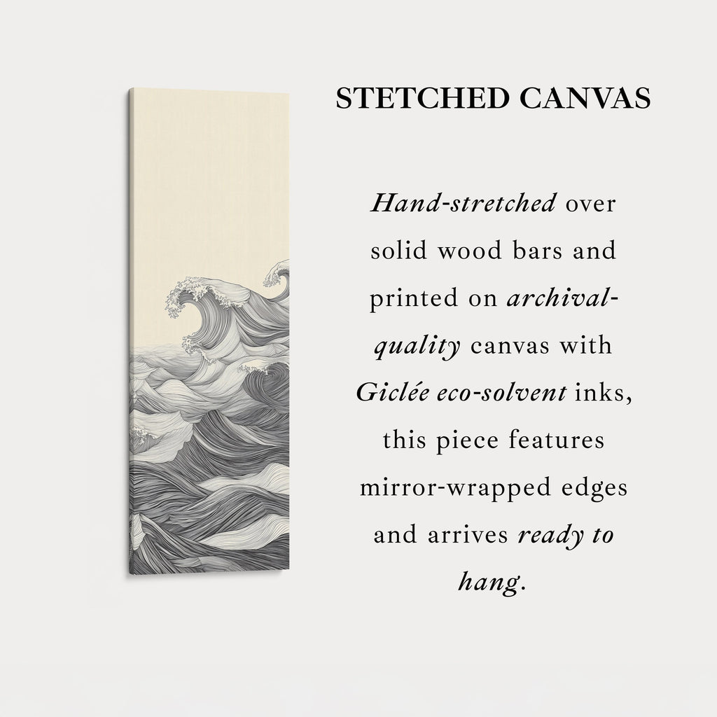 Vertical Abstract Ocean Wave Long Framed Canvas Decor