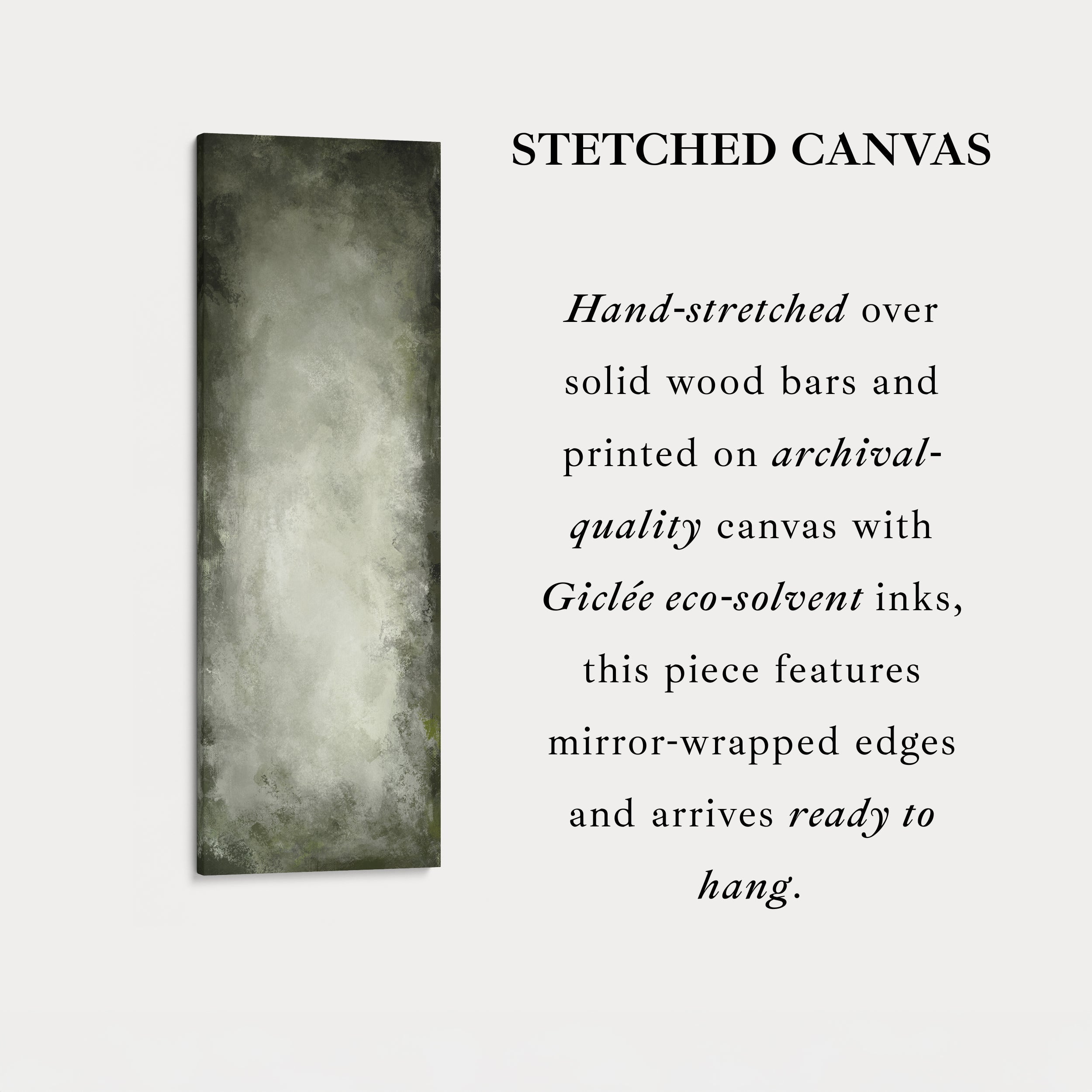 Abstract Rustic Green Long Living Room Framed Canvas Wall Decor