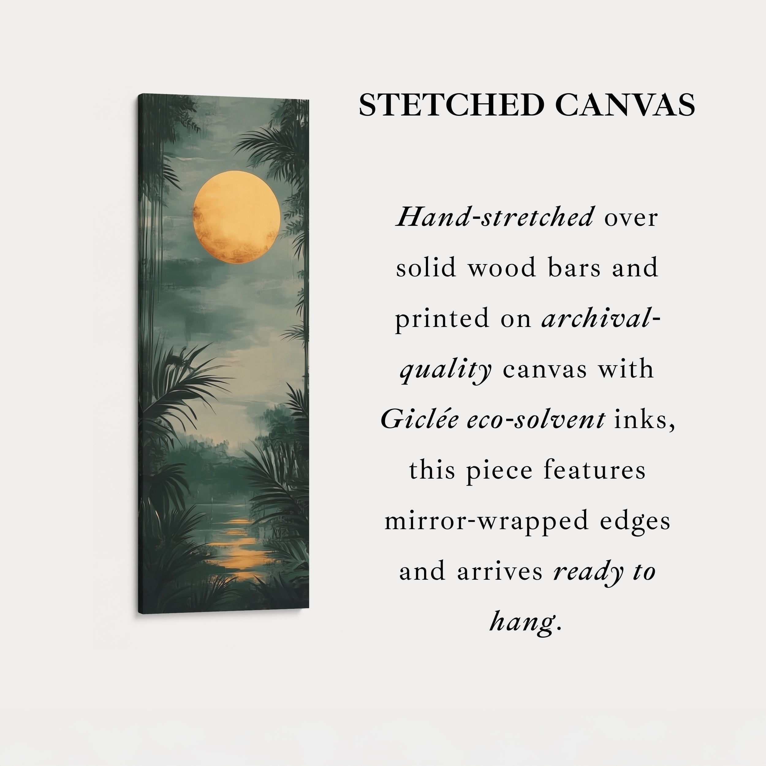 Golden Moon Long Living Room Framed Canvas Wall Decor