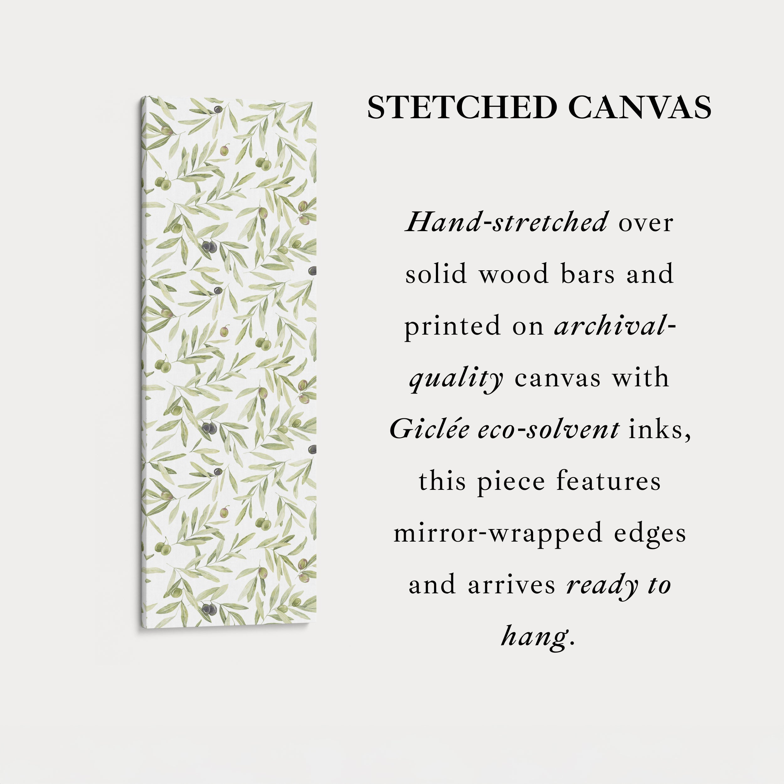 Minimalist Olive Leaves Long Vertical Framed Wall Decor