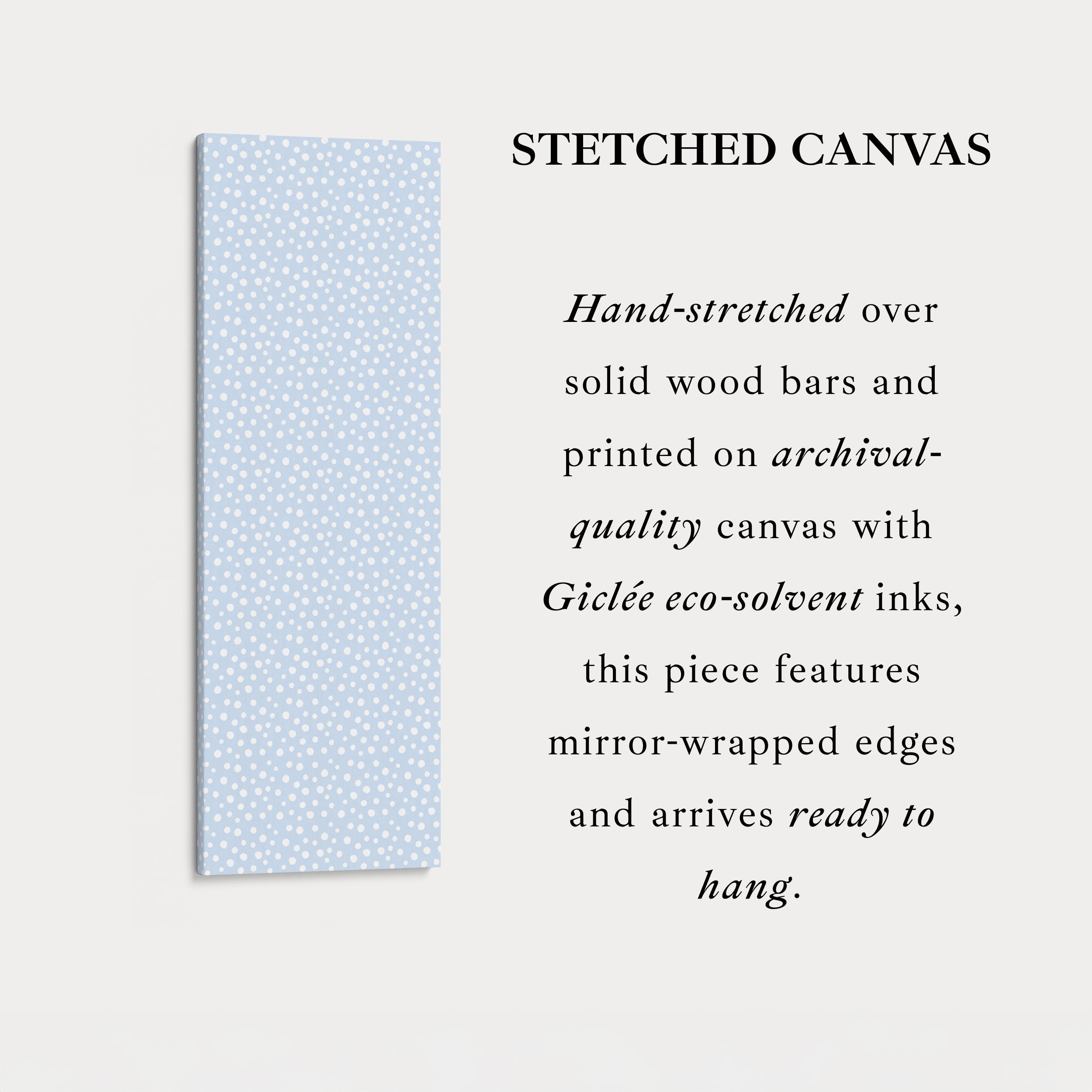 Vertical Long Wall Art Blue Polka Dot Wall Art