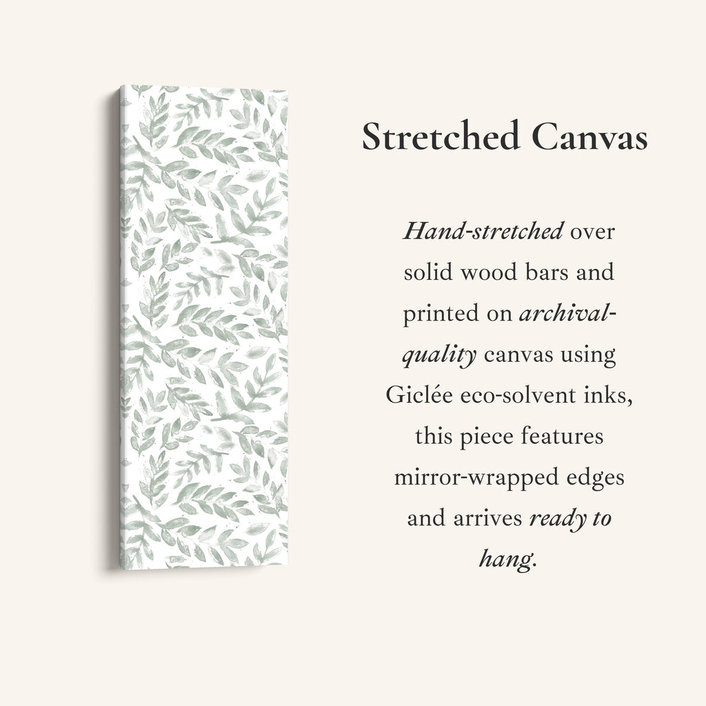 Vertical Wall Art Sage Botanical Leaves Tall Canvas For Bedroom