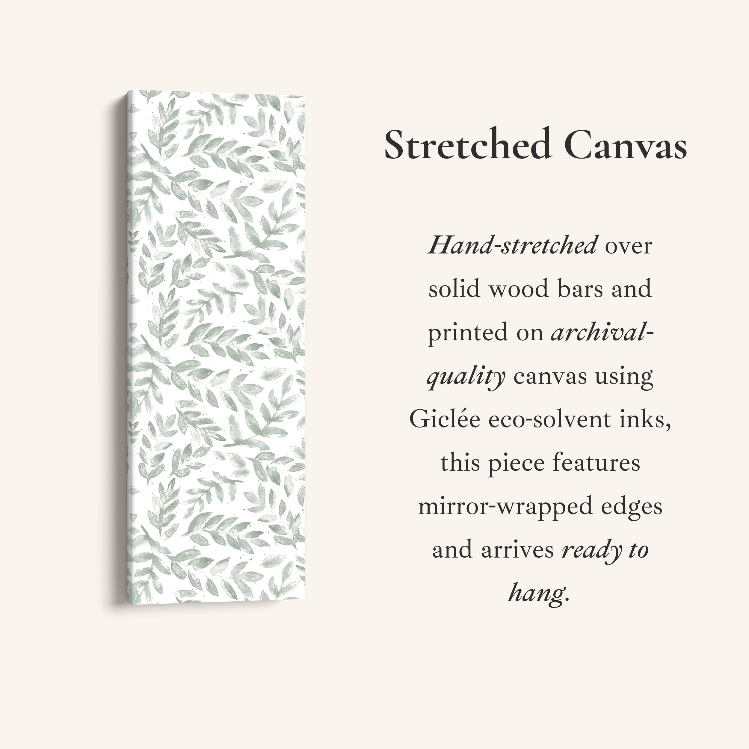 Vertical Wall Art Sage Botanical Leaves Tall Canvas For Bedroom