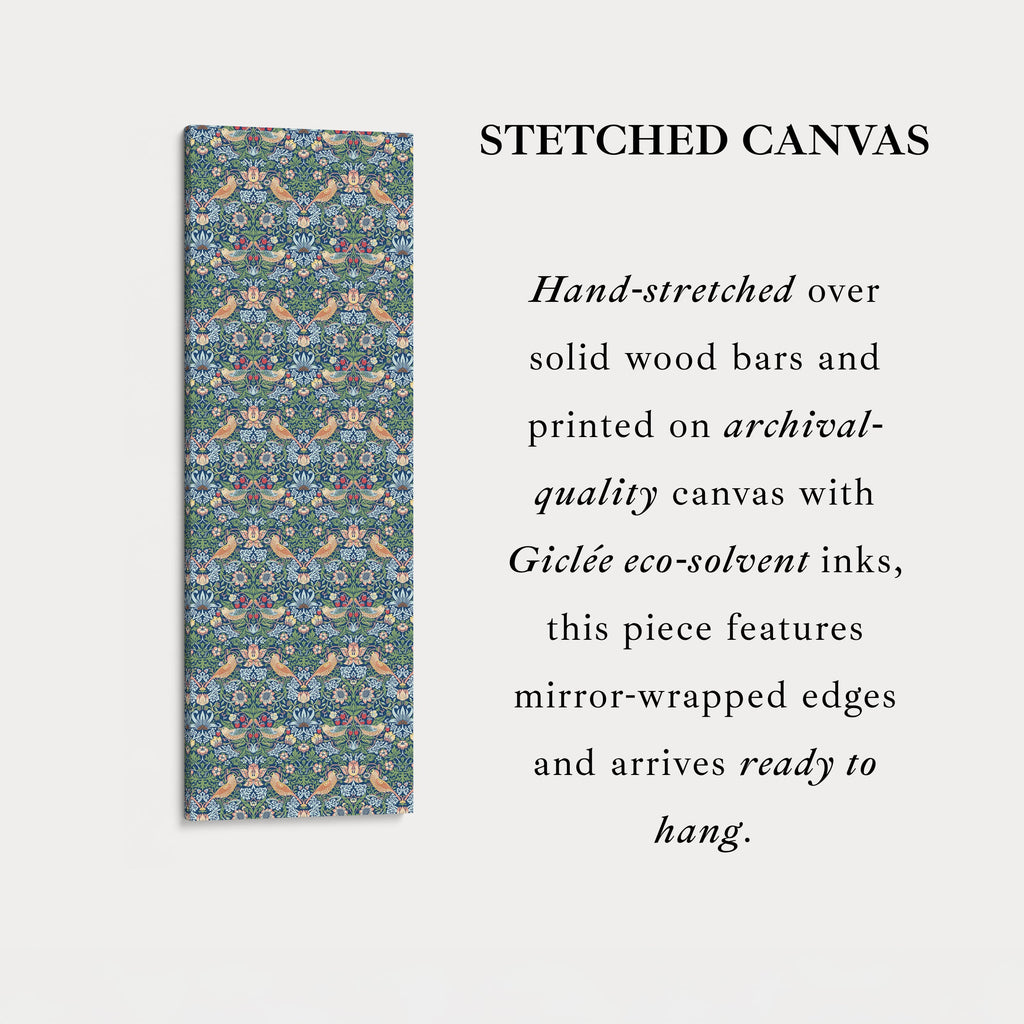 William Morris Strawberry Thief Blue Vertical Long Wall Art