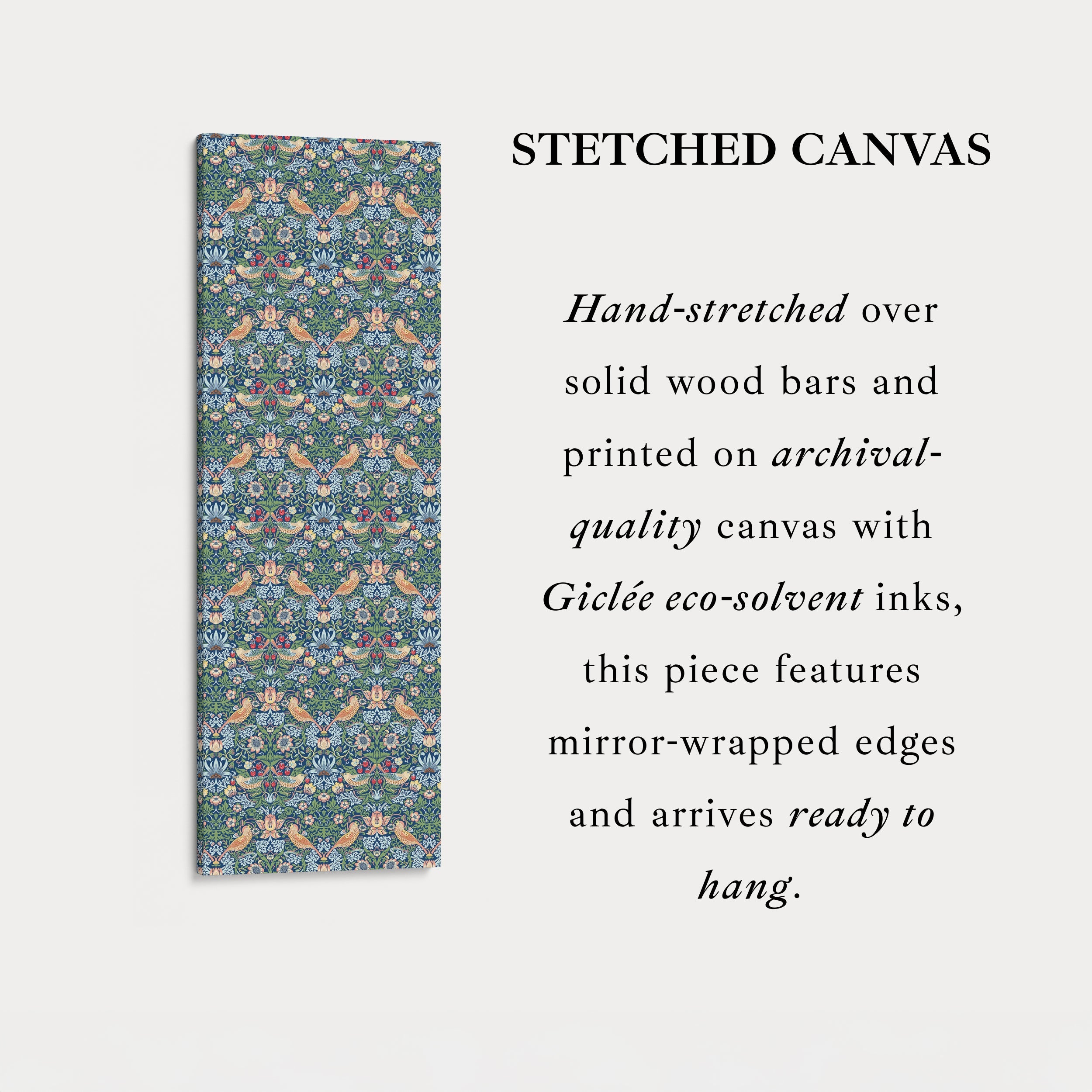 William Morris Strawberry Thief Blue Vertical Long Wall Art