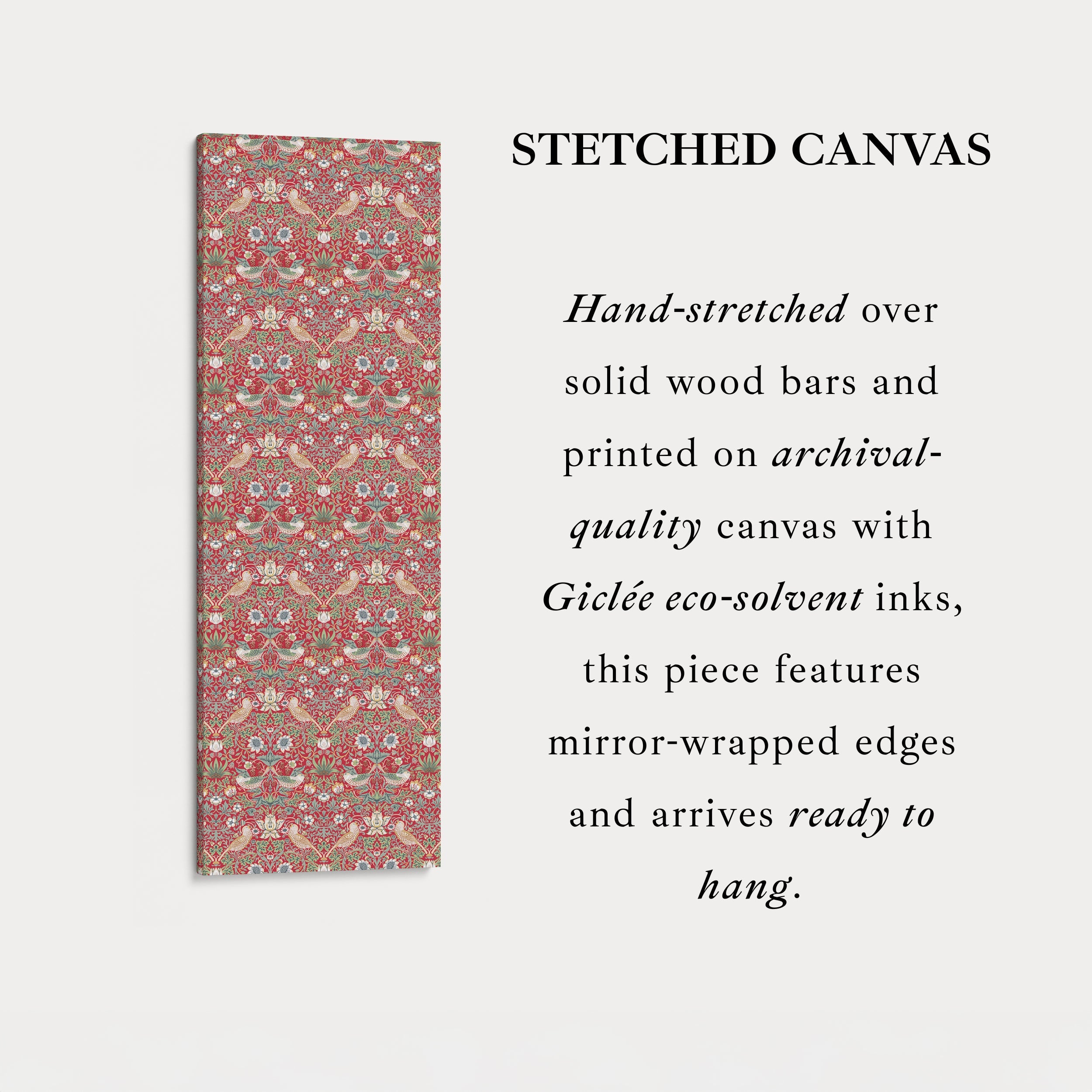 William Morris Strawberry Thief Red Vertical Long Wall Art