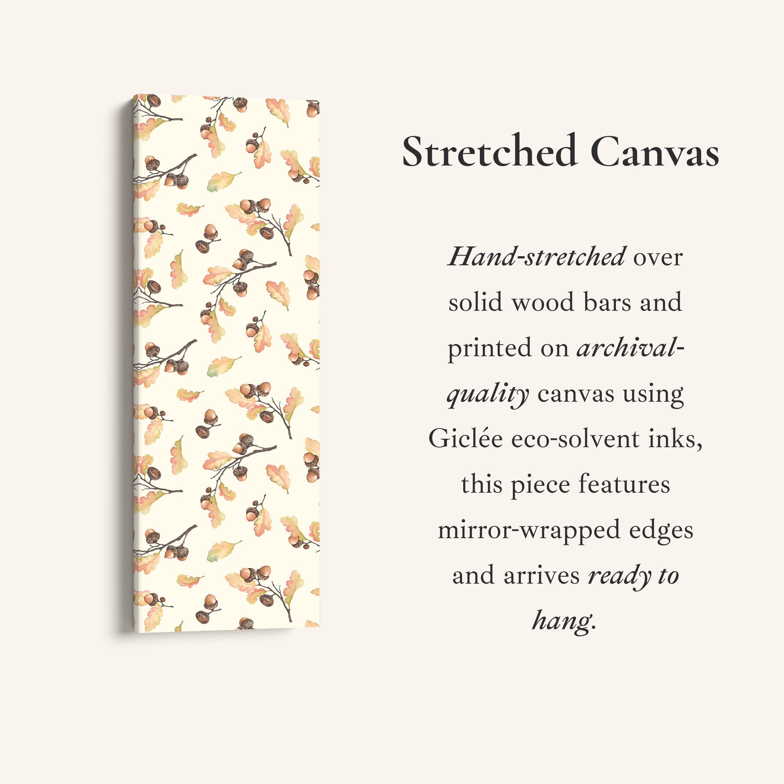 Narrow Wall Art Acorns And Oak Leaves Tall Canvas For Kitchen