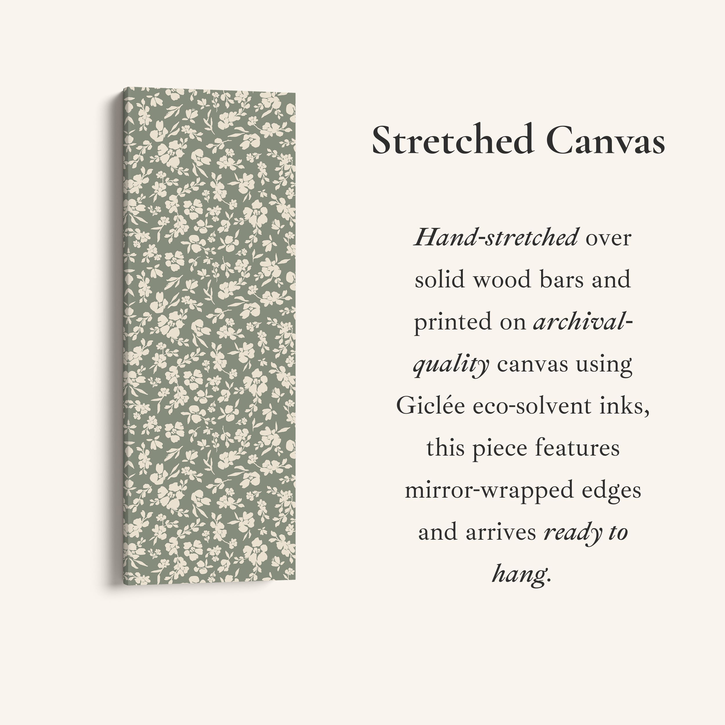 Portrait Wall Art White Floral Silhouettes Tall Canvas For Hallway