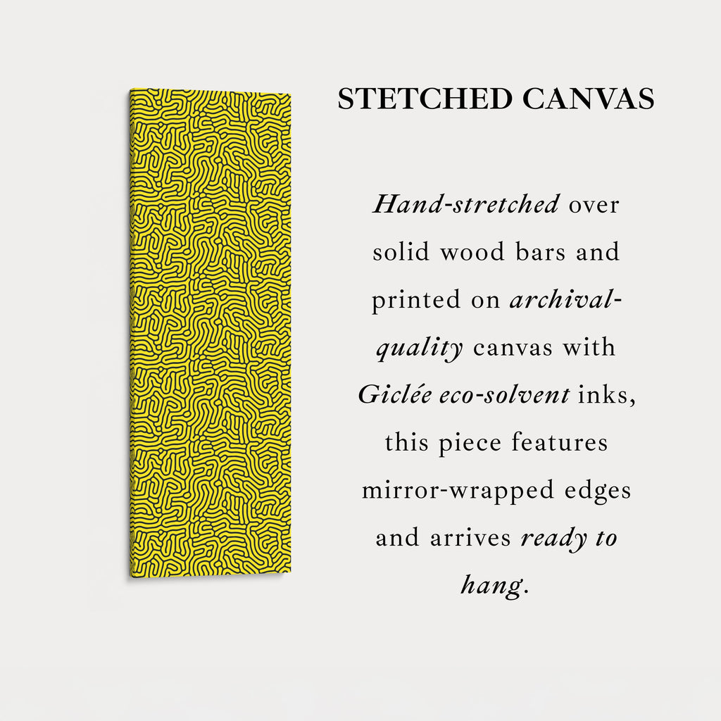 Yellow & Black Organic Pattern Long Vertical Wall Art