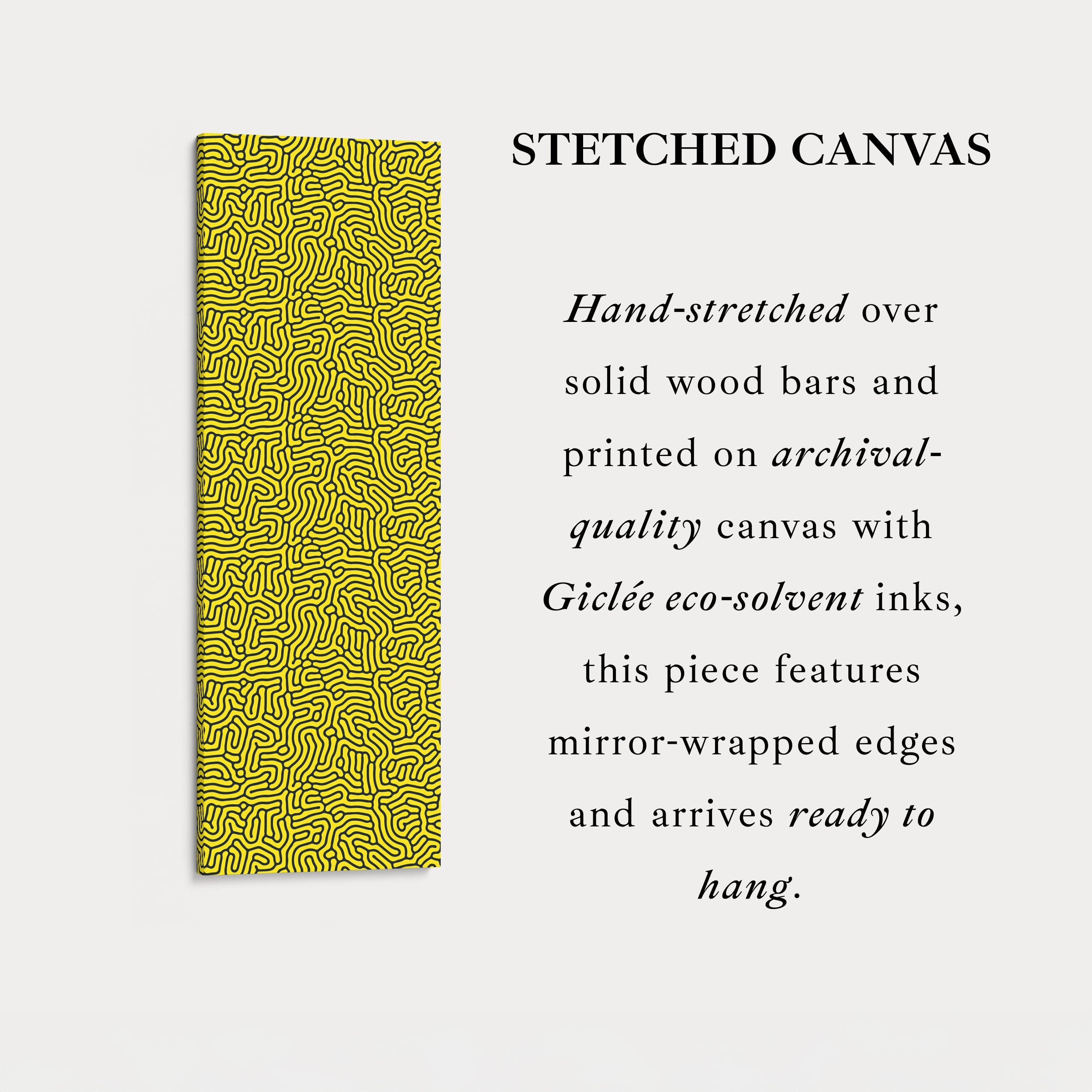 Yellow & Black Organic Pattern Long Vertical Wall Art