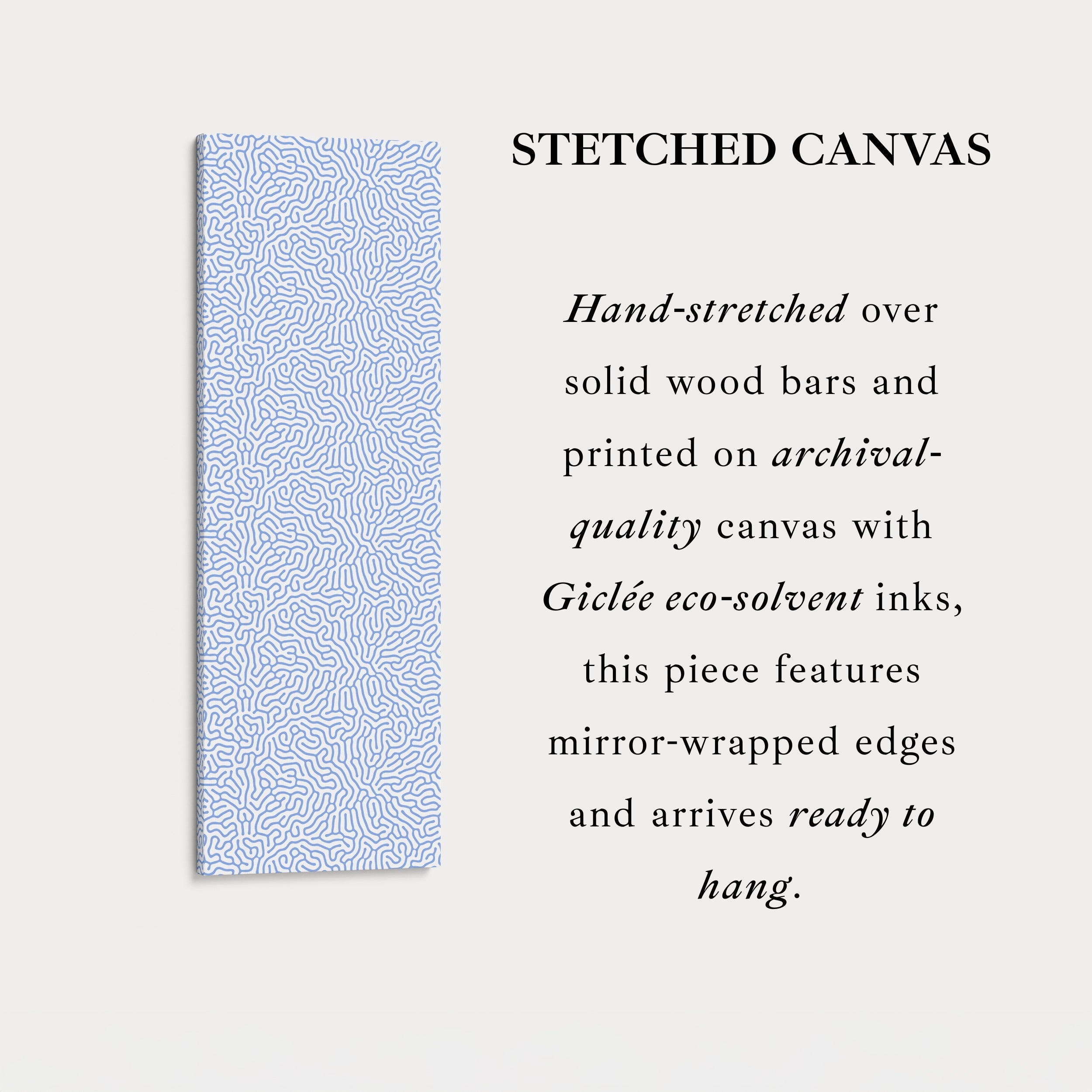 White & Blue Wriggly Vertical Narrow Wall Art