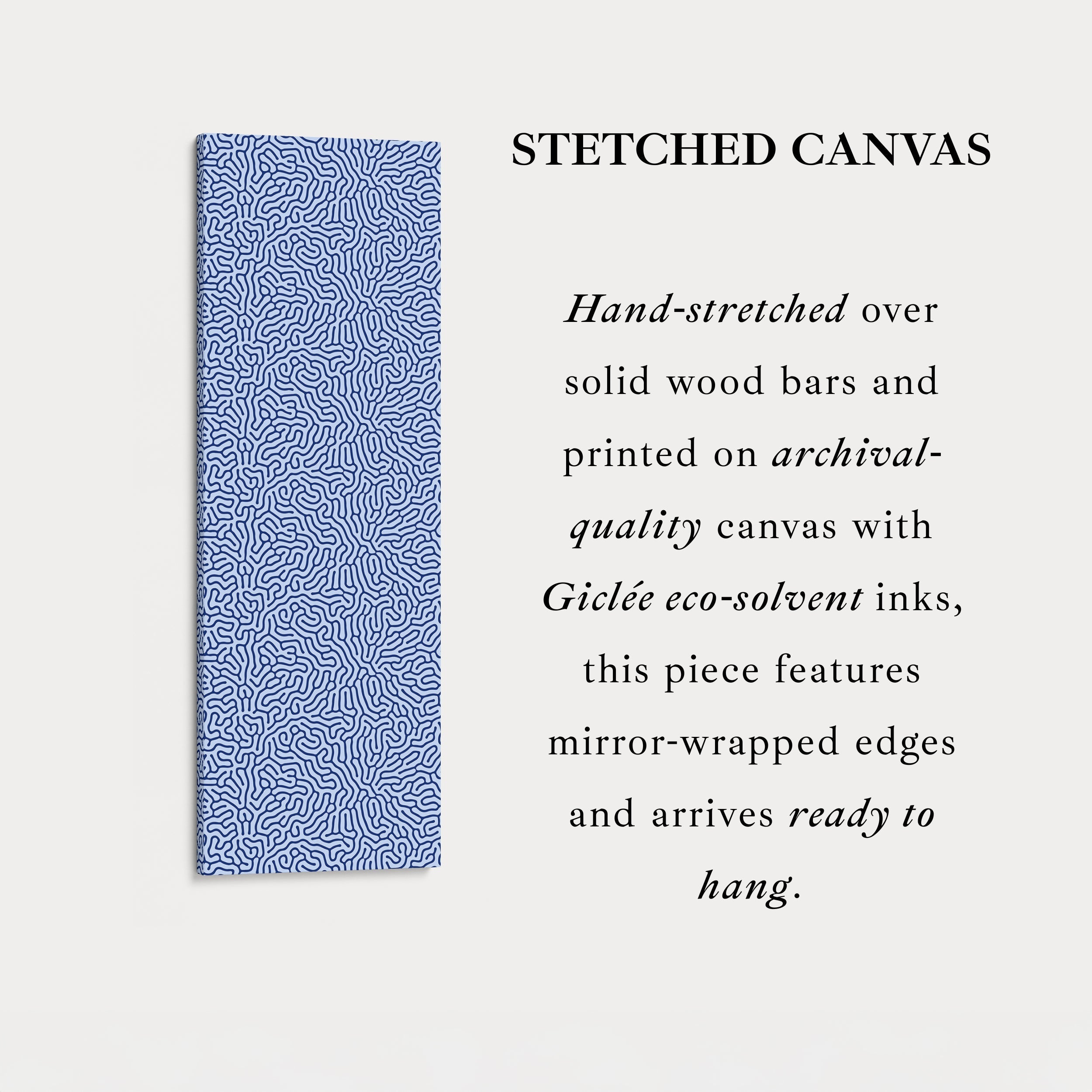 Dark & Light Blue Wriggly Vertical Narrow Wall Art