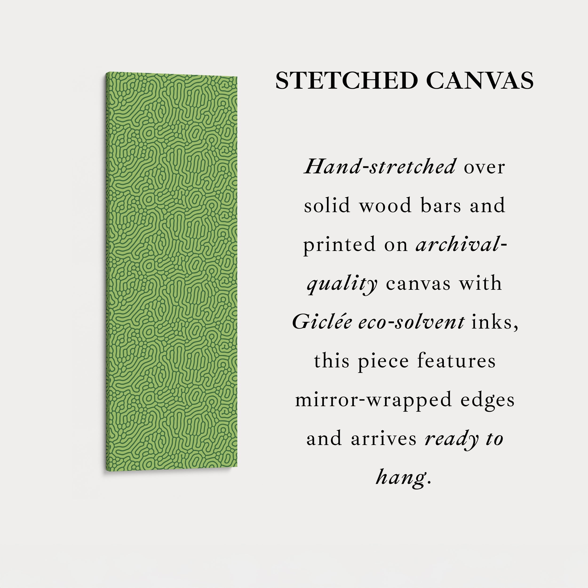 Dark & Light Green Wriggly Vertical Narrow Wall Art