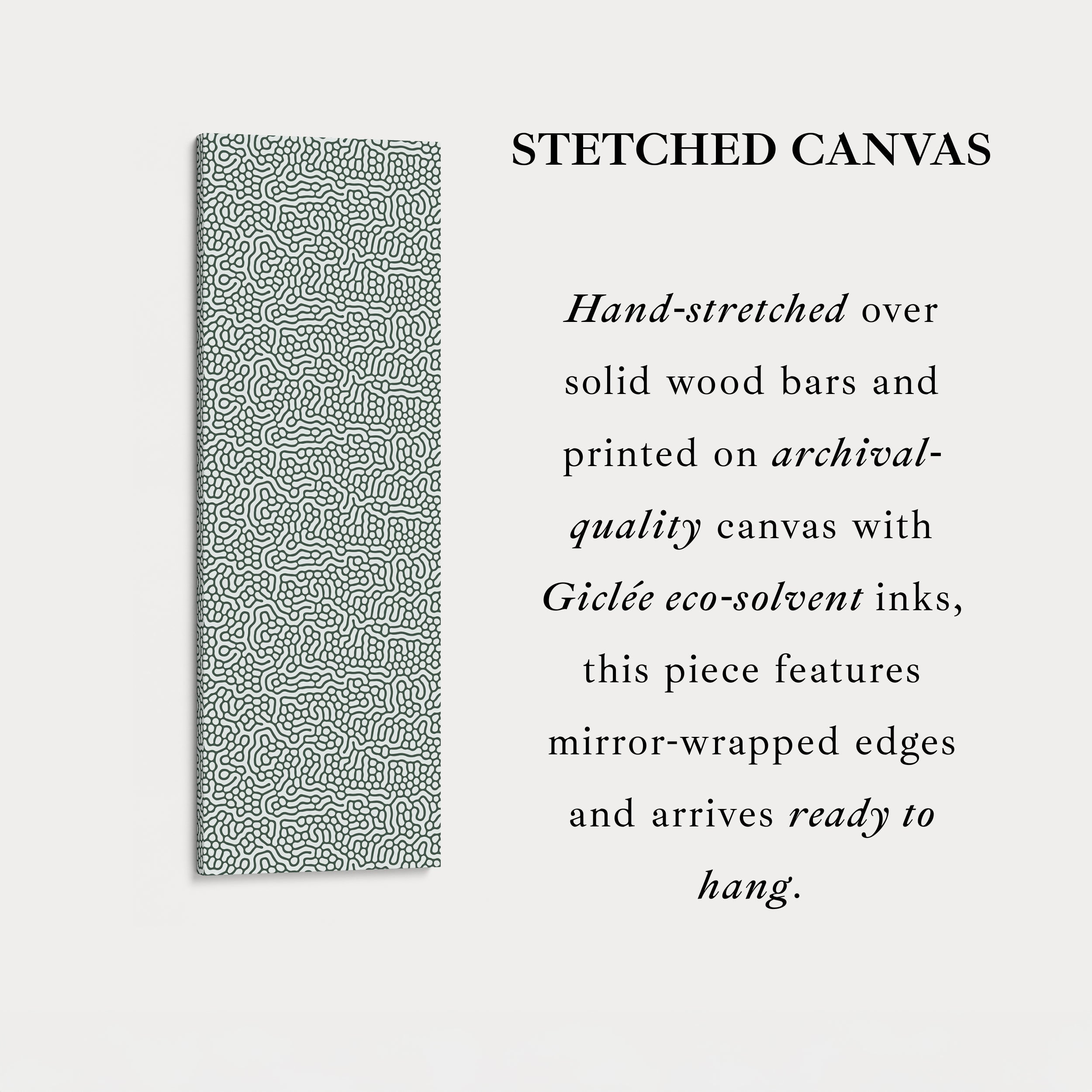 Green & White Wriggly Vertical Narrow Wall Art