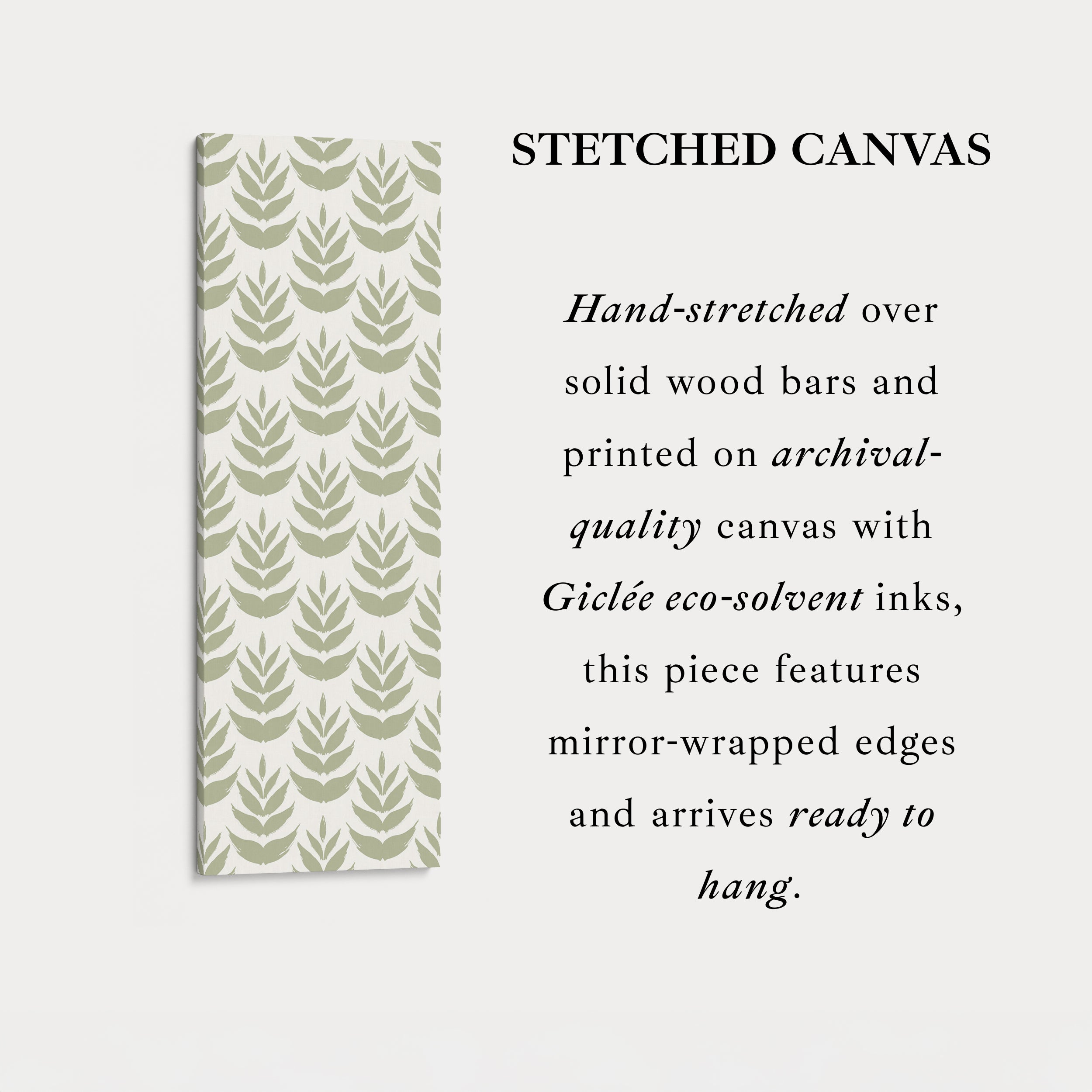 Long Tall Narrow Wall Art Boho Green Leaves