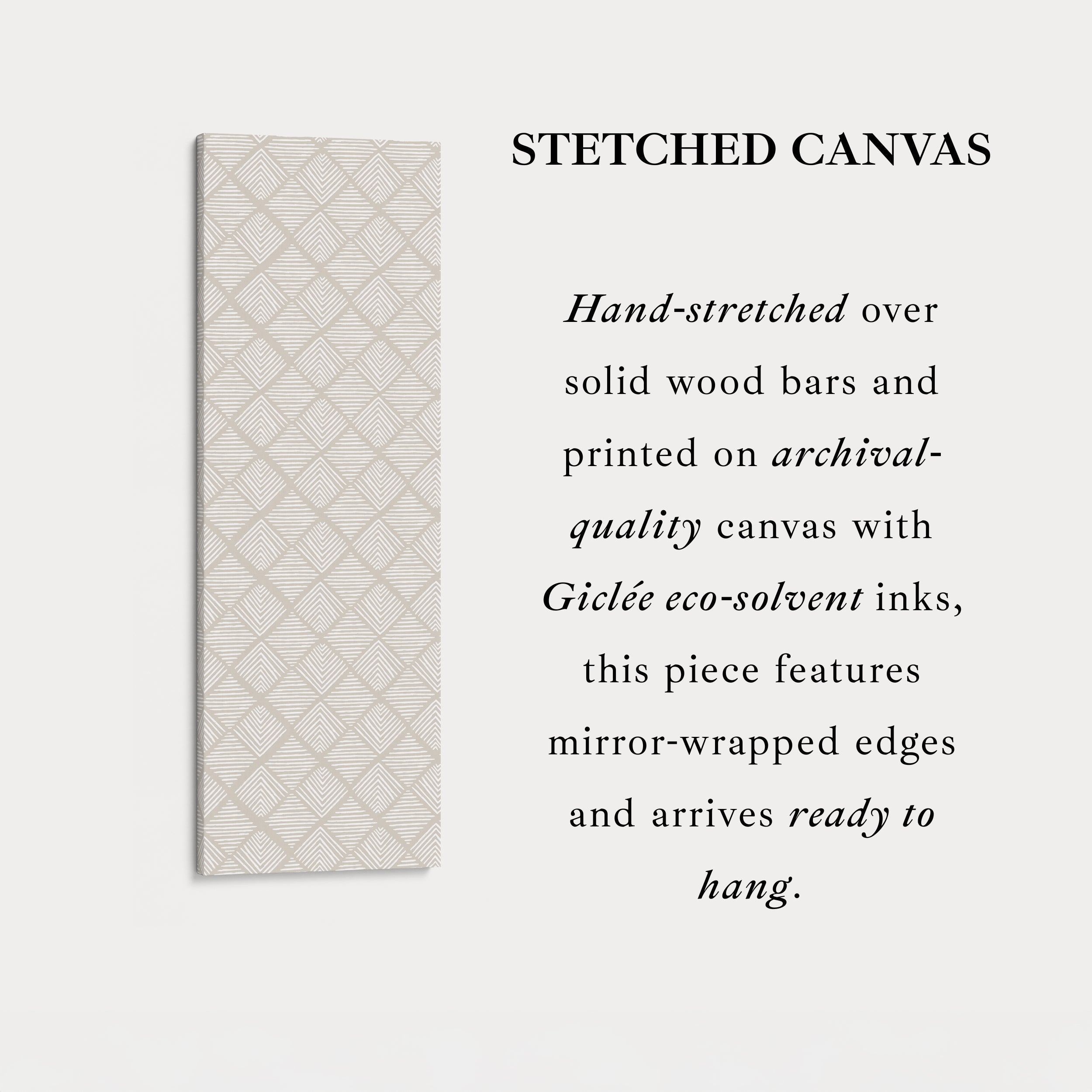 Vertical Wall Art Beige Geometric Pattern