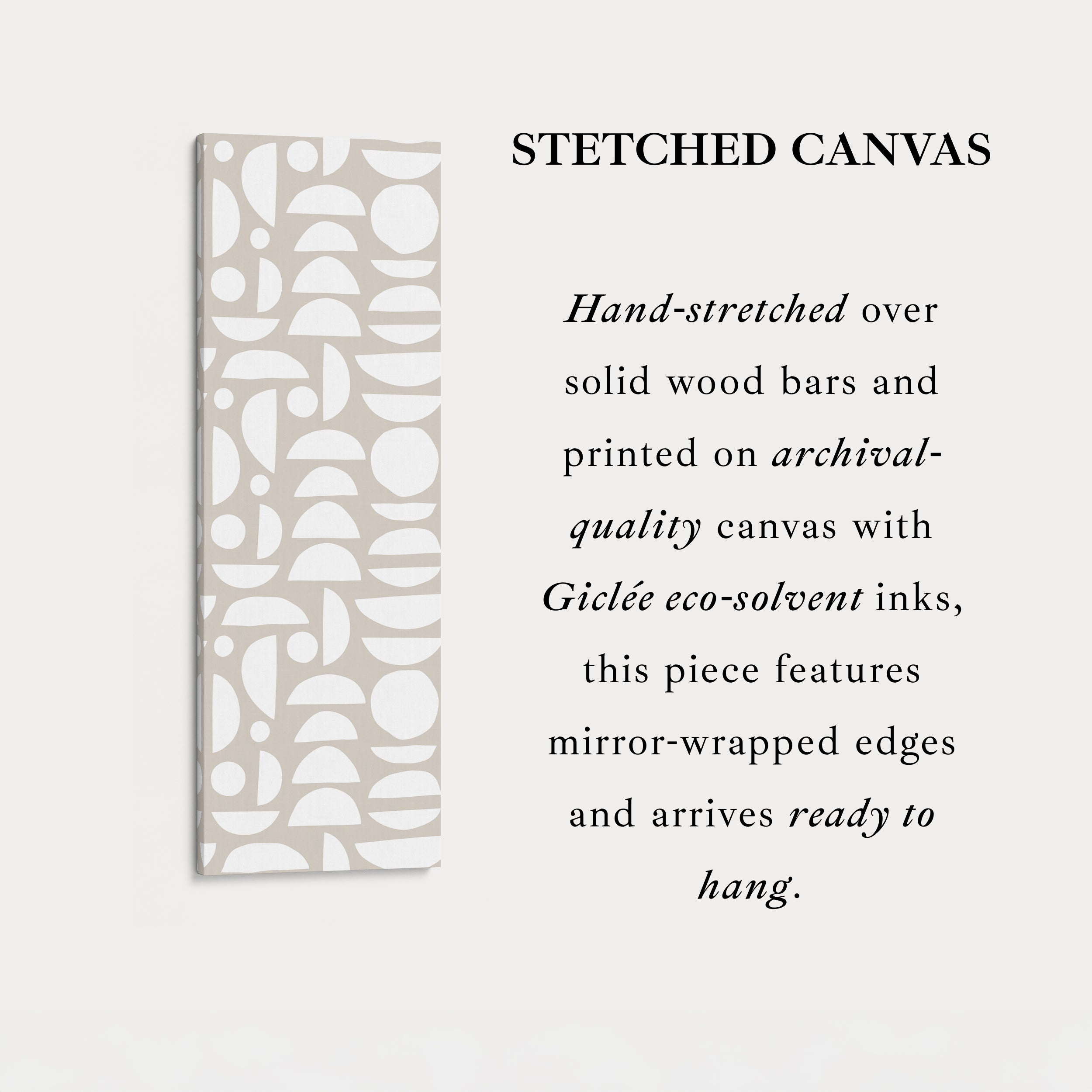 Vertical Tall Narrow Wall Art Beige & White