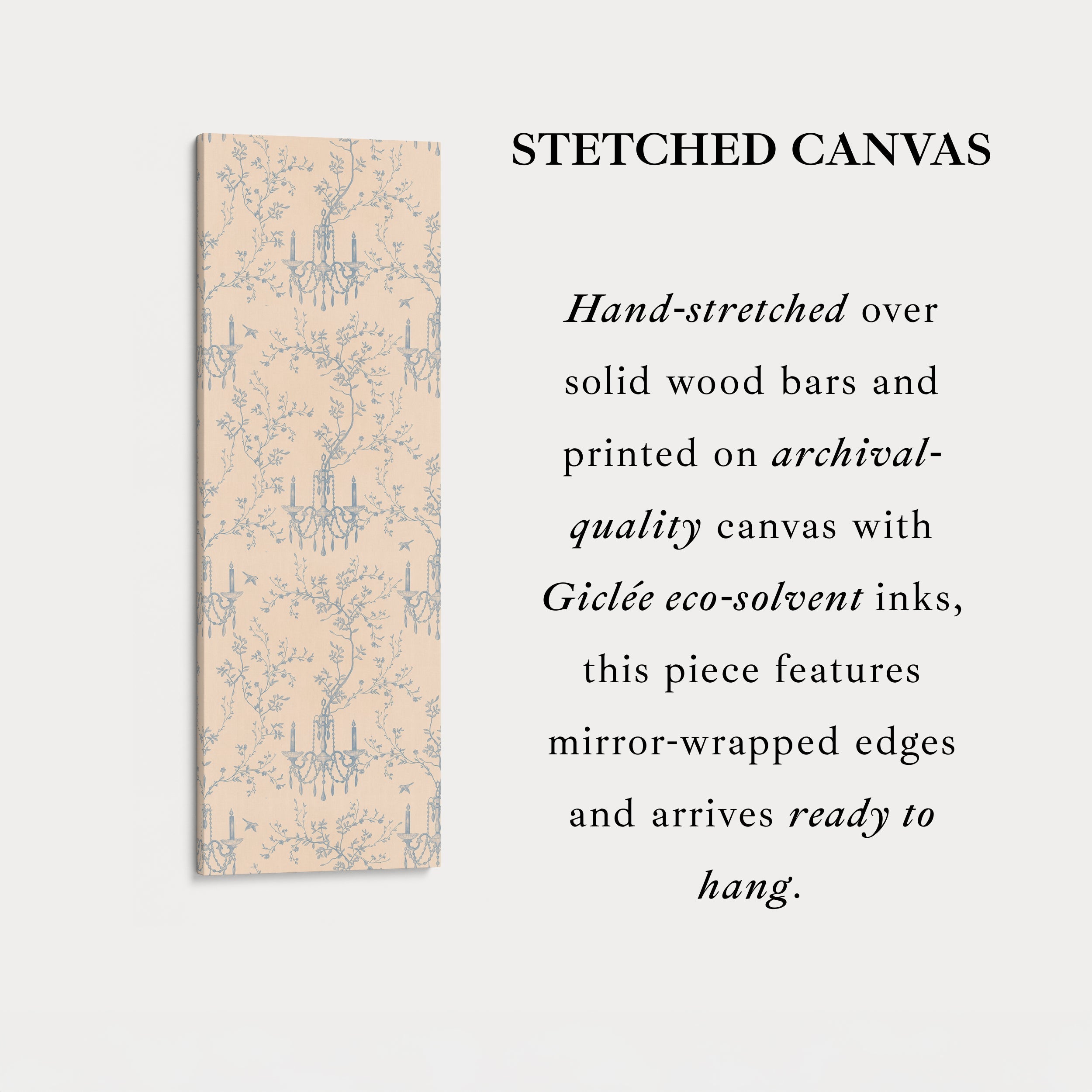 Vintage Blue & Beige Secret Garden Narrow Wall Art