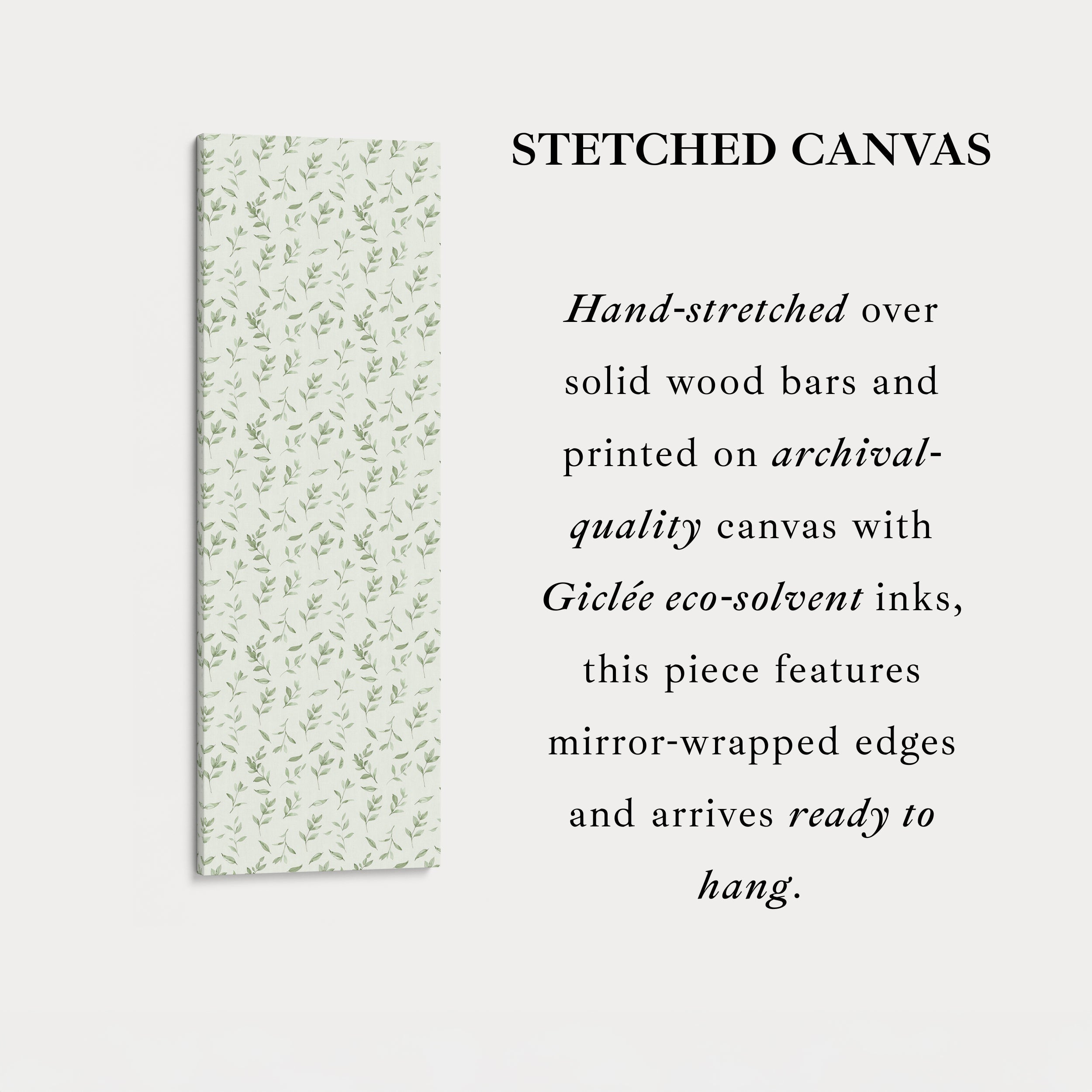 Vertical Wall Decor Green Floral Framed Canvas