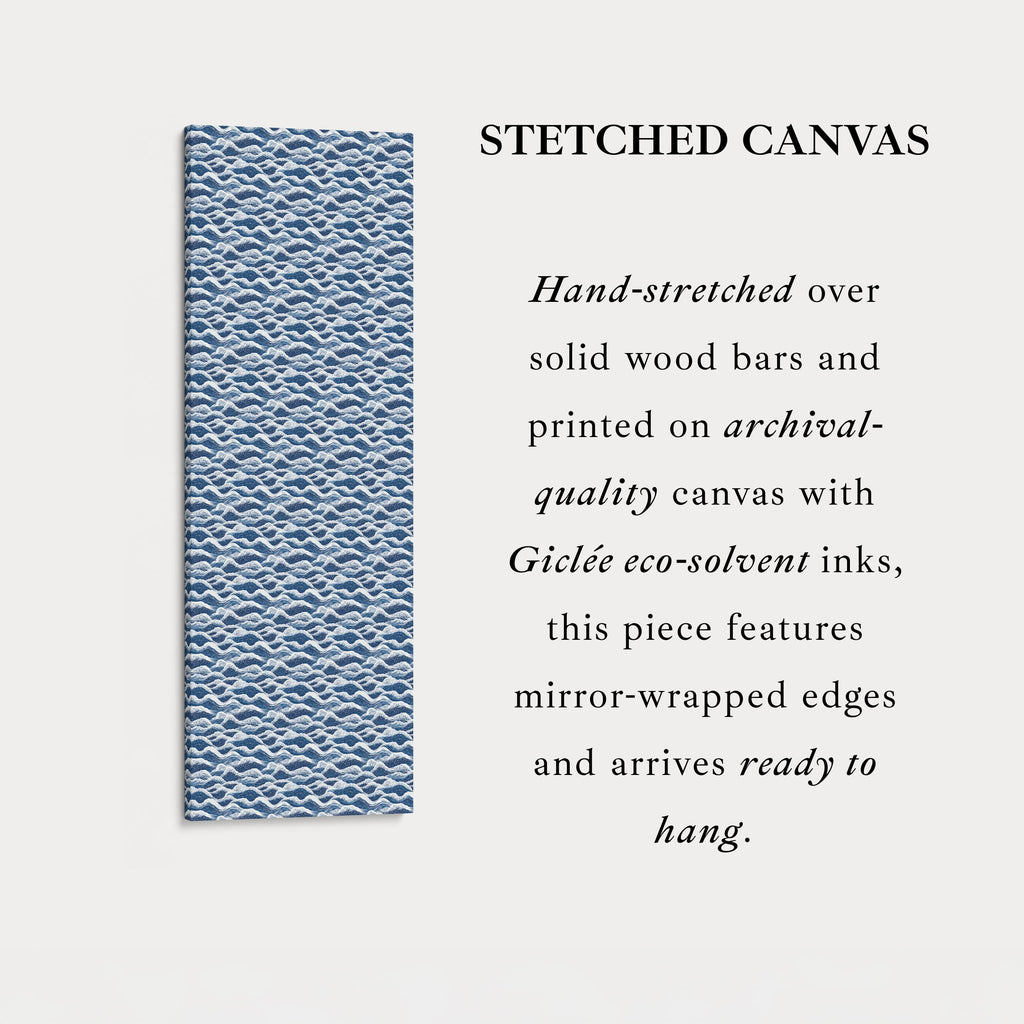 Japandi Blue Wave Vertical Tall Framed Wall Decor