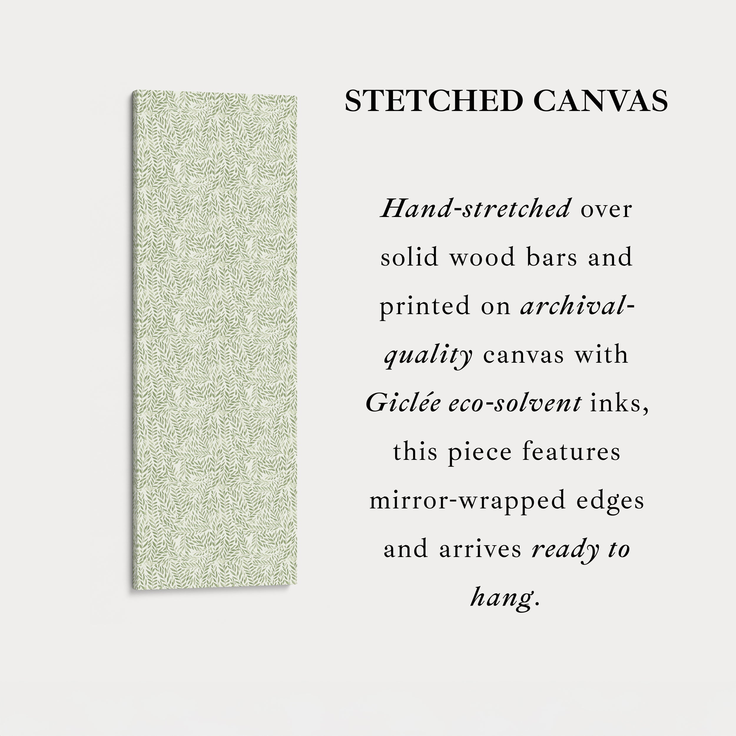 Long Vertical Wall Art Green Botanical Large Framed Canvas