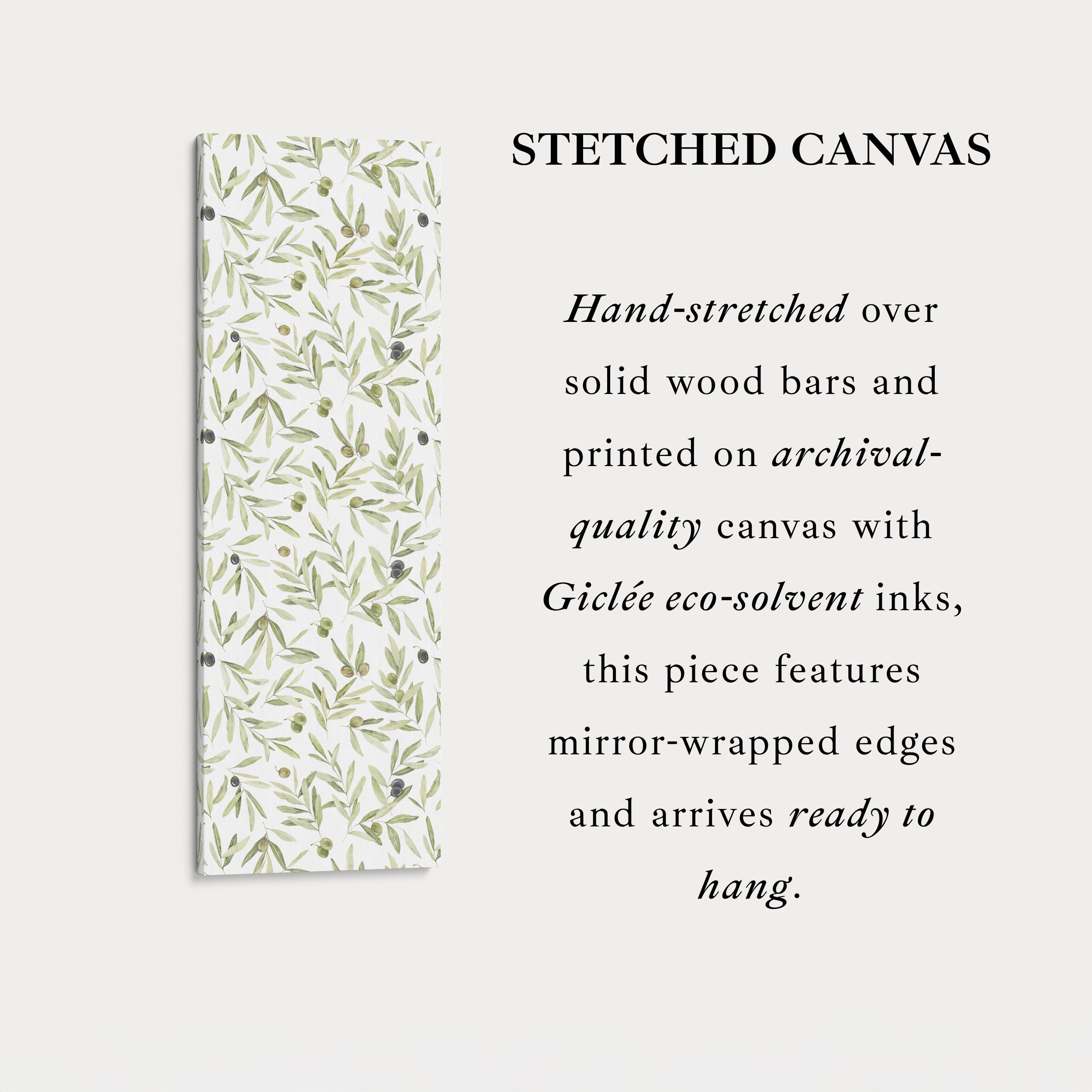 Vertical Kitchen Wall Decor Olive Leaves Long Narrow