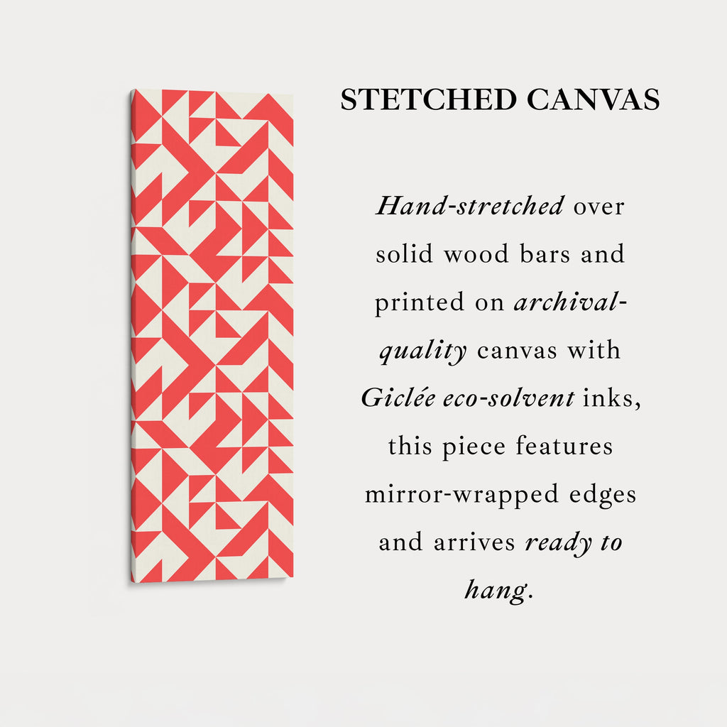 Bold Red Triangles Vertical Framed Canvas Wall Art for Living Room or Studio